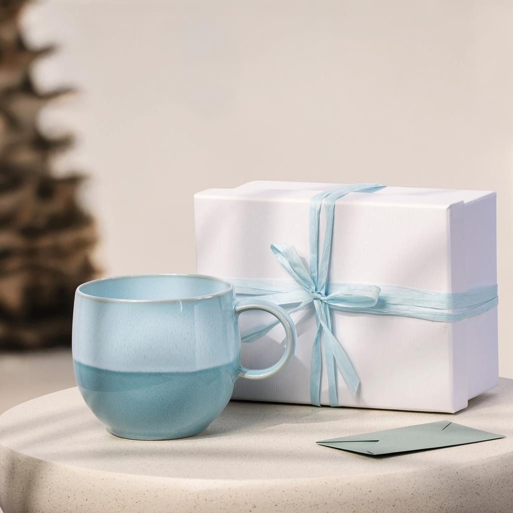 like. by Villeroy & Boch Becher Perlemor Aqua Henkelbecher 290 ml 6er Set, 6-tlg., Porzellan