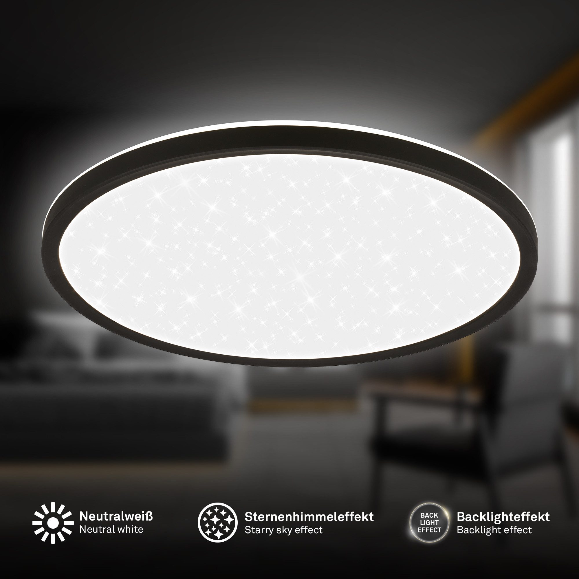 Briloner Leuchten LED Deckenleuchte LED Deckenlampe Sternenhimmel Indirektes Licht CCT/ON-OFF, Standard, LED fest integriert, 4000K, CCT-Lichtfarbe wählbar, 29,3x4 cm, Wohnzimmer, Schlafzimmer, Flur, Büro