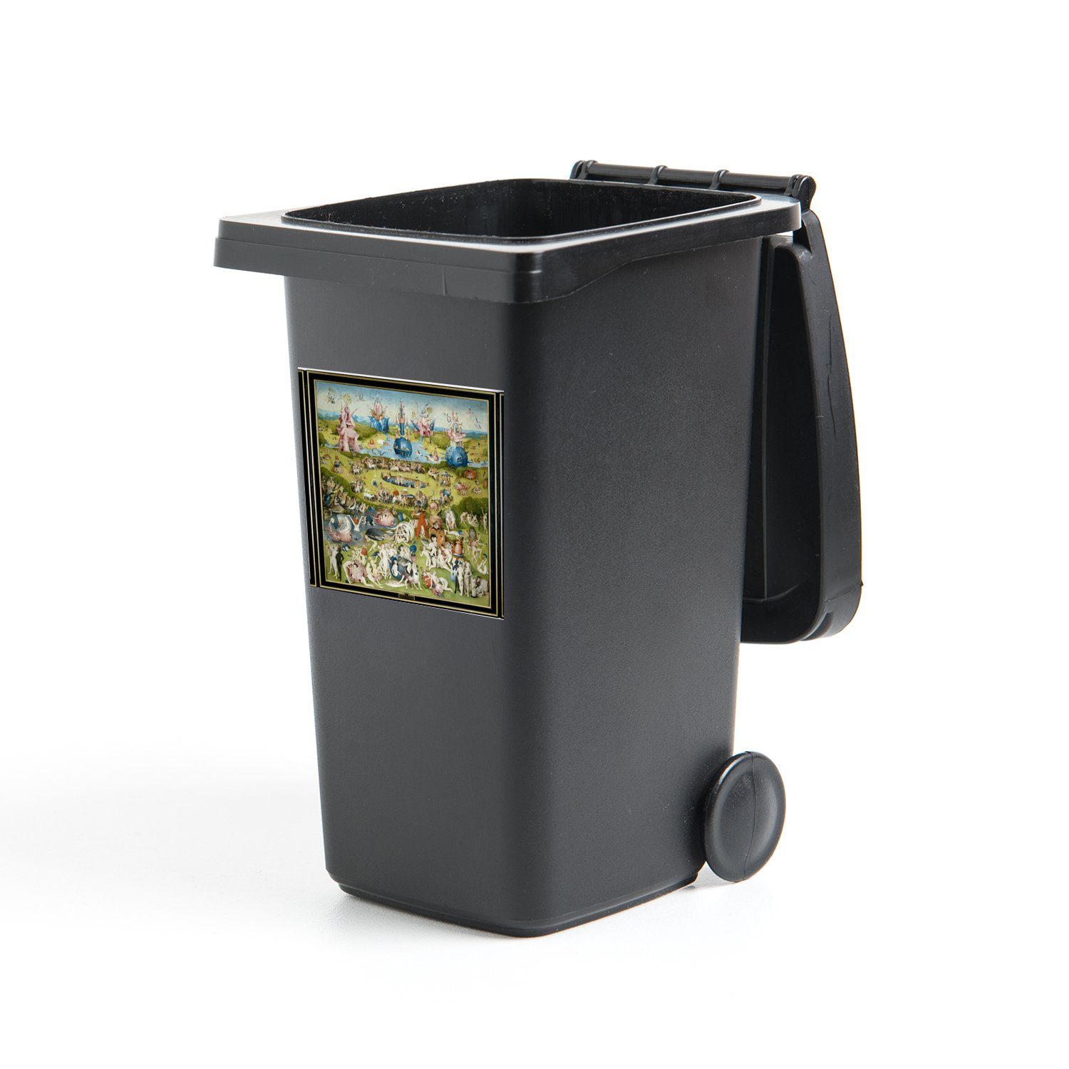 MuchoWow Wandsticker Garten der Lüste - Gemälde von Hieronymus Bosch (1 St), Mülleimer-aufkleber, Mülltonne, Sticker, Container, Abfalbehälter