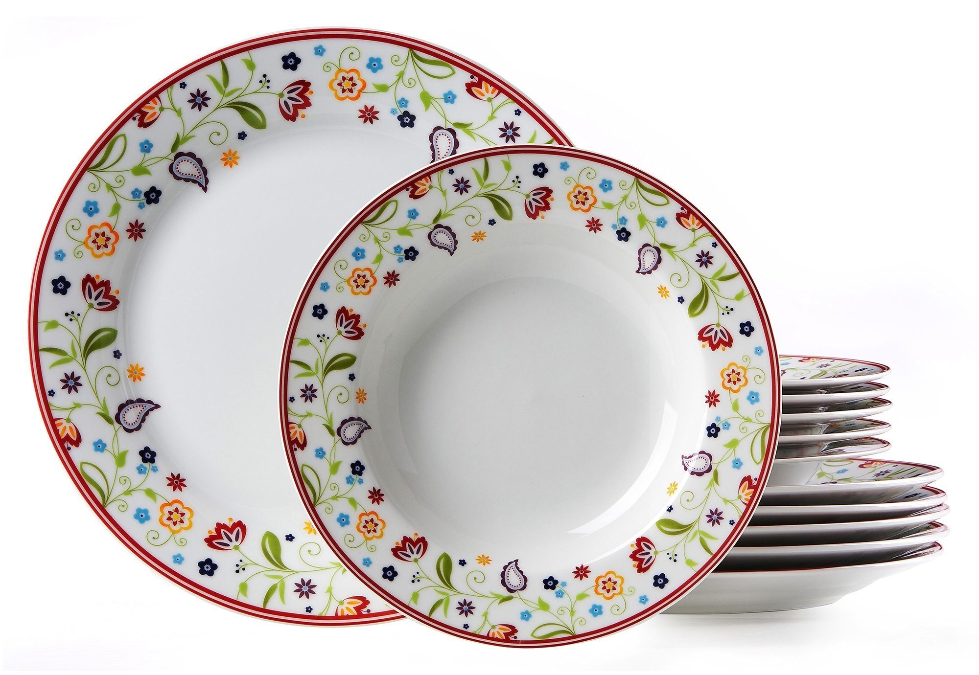 Ritzenhoff & Breker Tafelservice Doppio Shanti, Teller Set, Geschirr-Set (12-tlg), 6 Personen, Porzellan, 12 Teile, für 6 Personen