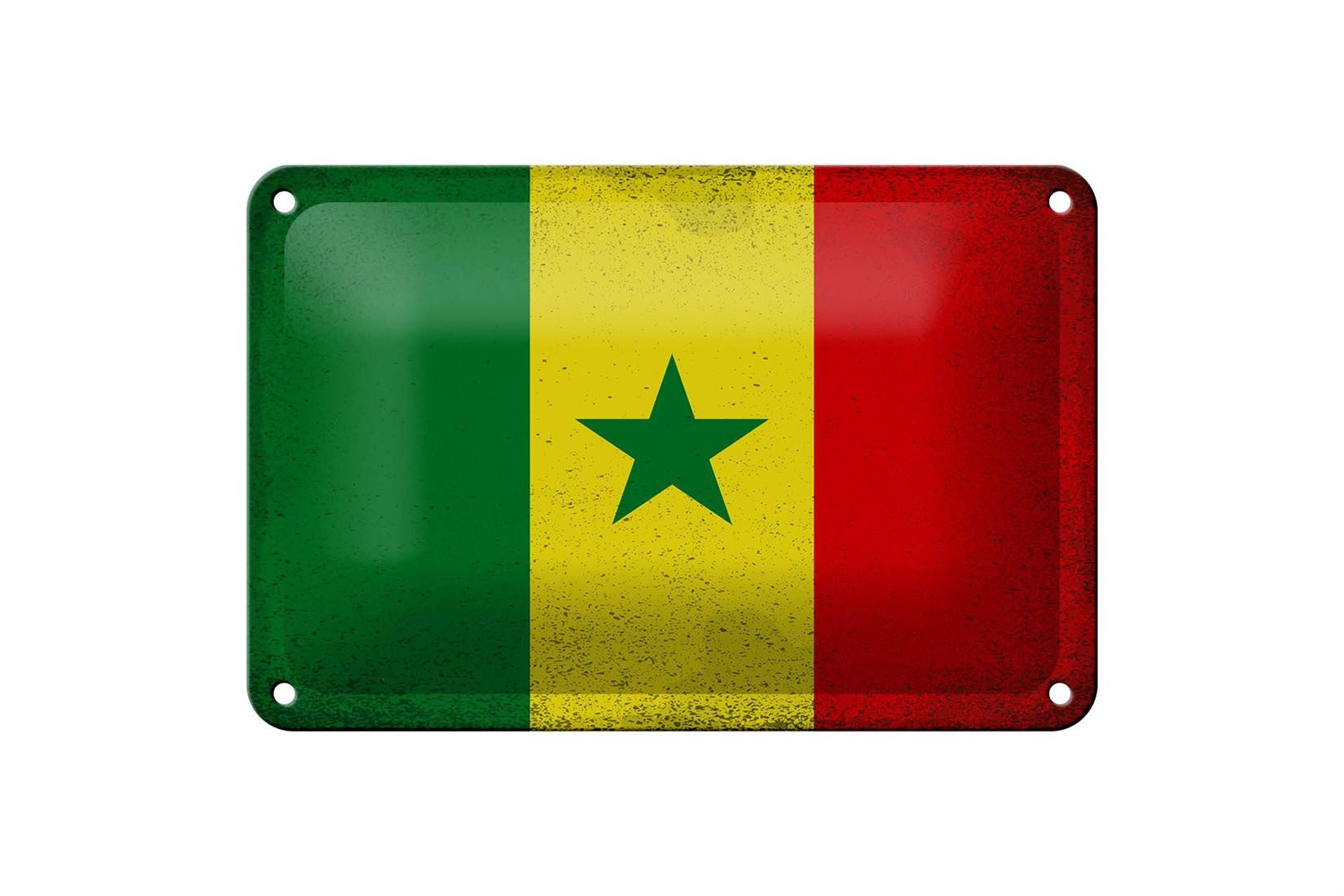 Femer GmbH Metallschild Flagge Senegal 18x12cm Flag of Senegal Vintage, (1 St), gewölbte Oberfläche, abgerundete Ecken, umgeschlagene Kanten