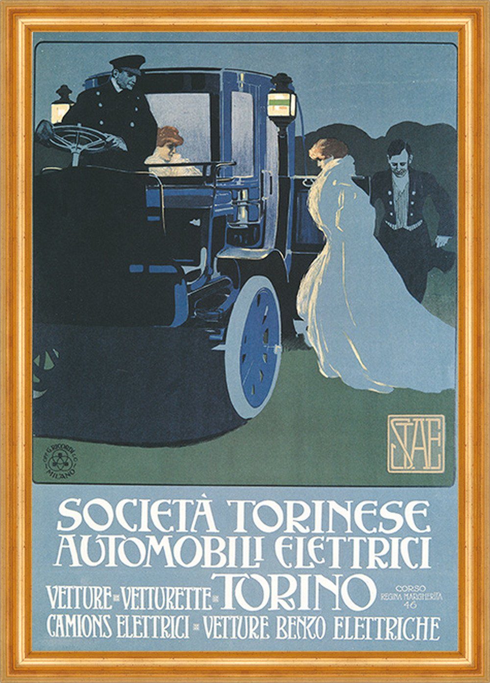 Kunstdruck Societa Torinese Automobili Torino Italien Werbung 042 Gerahmt