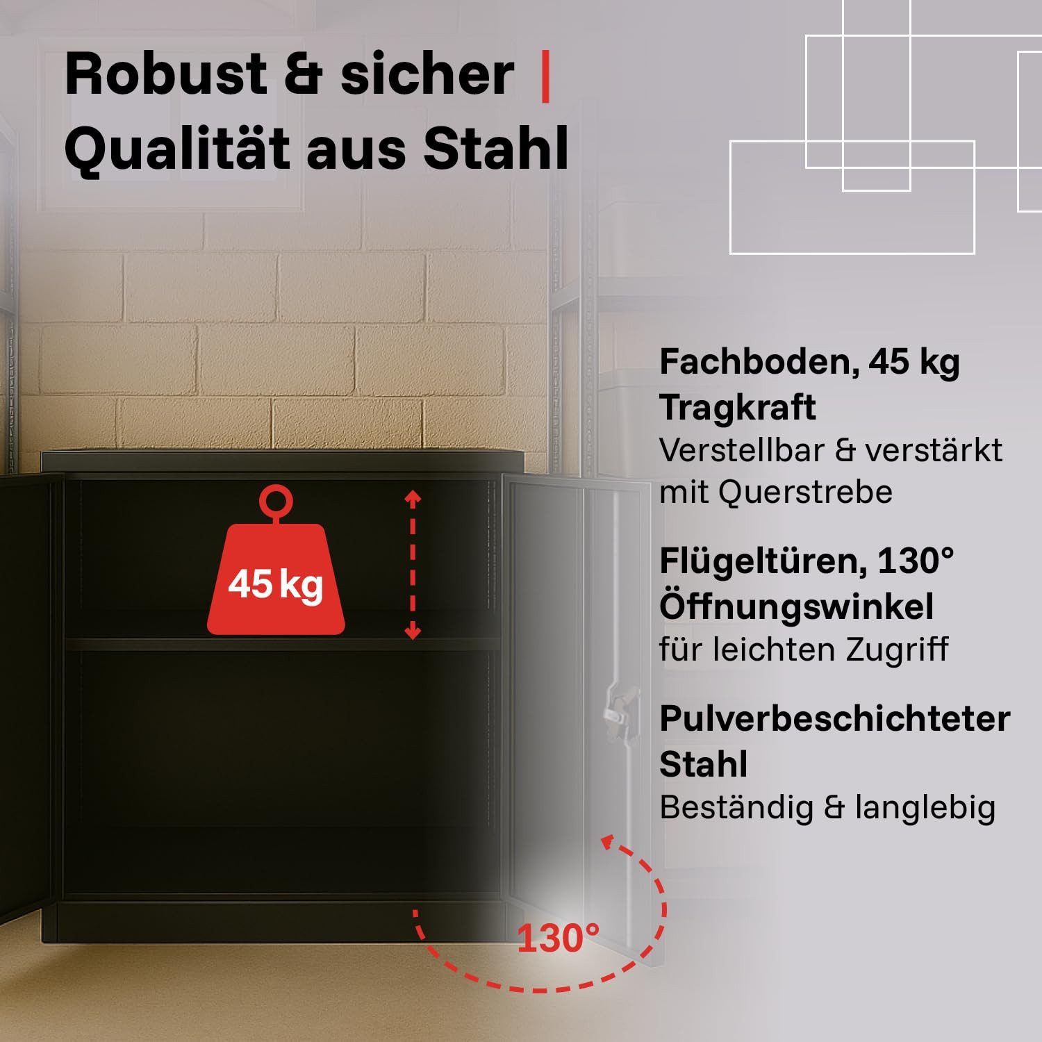LagerZwei Aktenschrank Mehrzweckschrank 90x90x40 cm abschließbar