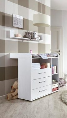 BMG Möbel Babyzimmer-Komplettset Luis, (Set, 4-St., Babybett, Wickelkommode, Wandboard, Kleiderschrank), Bett + Wickelkommode + 2-trg. Schrank + Wandboard