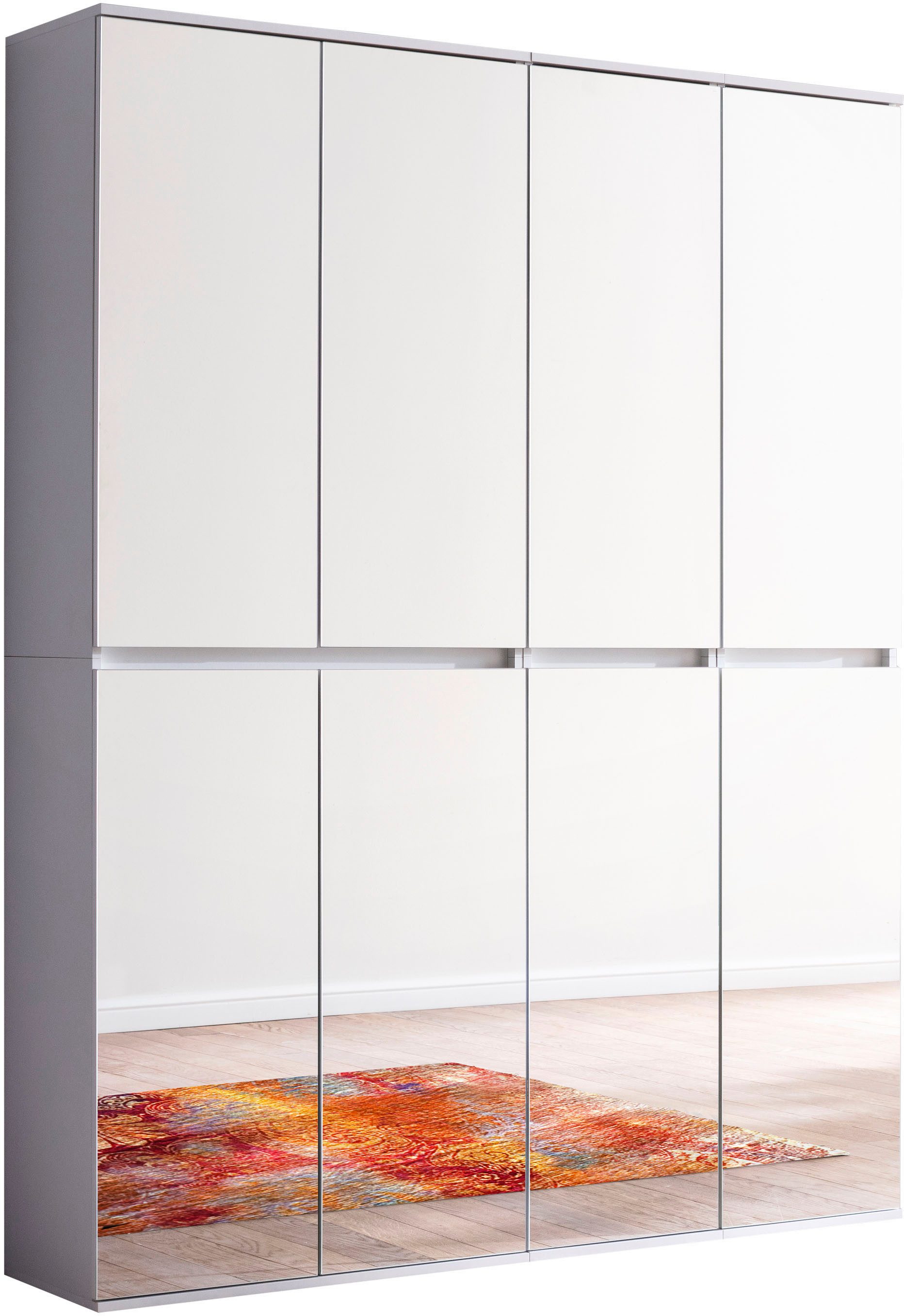 Home affaire Garderoben-Set Malcesine, 2 Mehrzweckschränke mit Spiegelglasfronten - (B/T/H) 148/34/191 cm