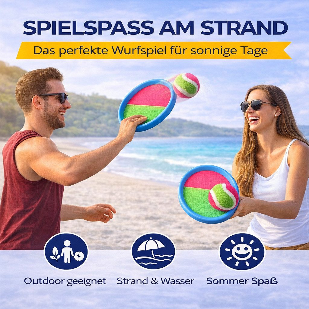 TK Gruppe Spielball 2er Klettballspiel Set – Strandspiel & Outdoor-Wurfspiel (1-St)