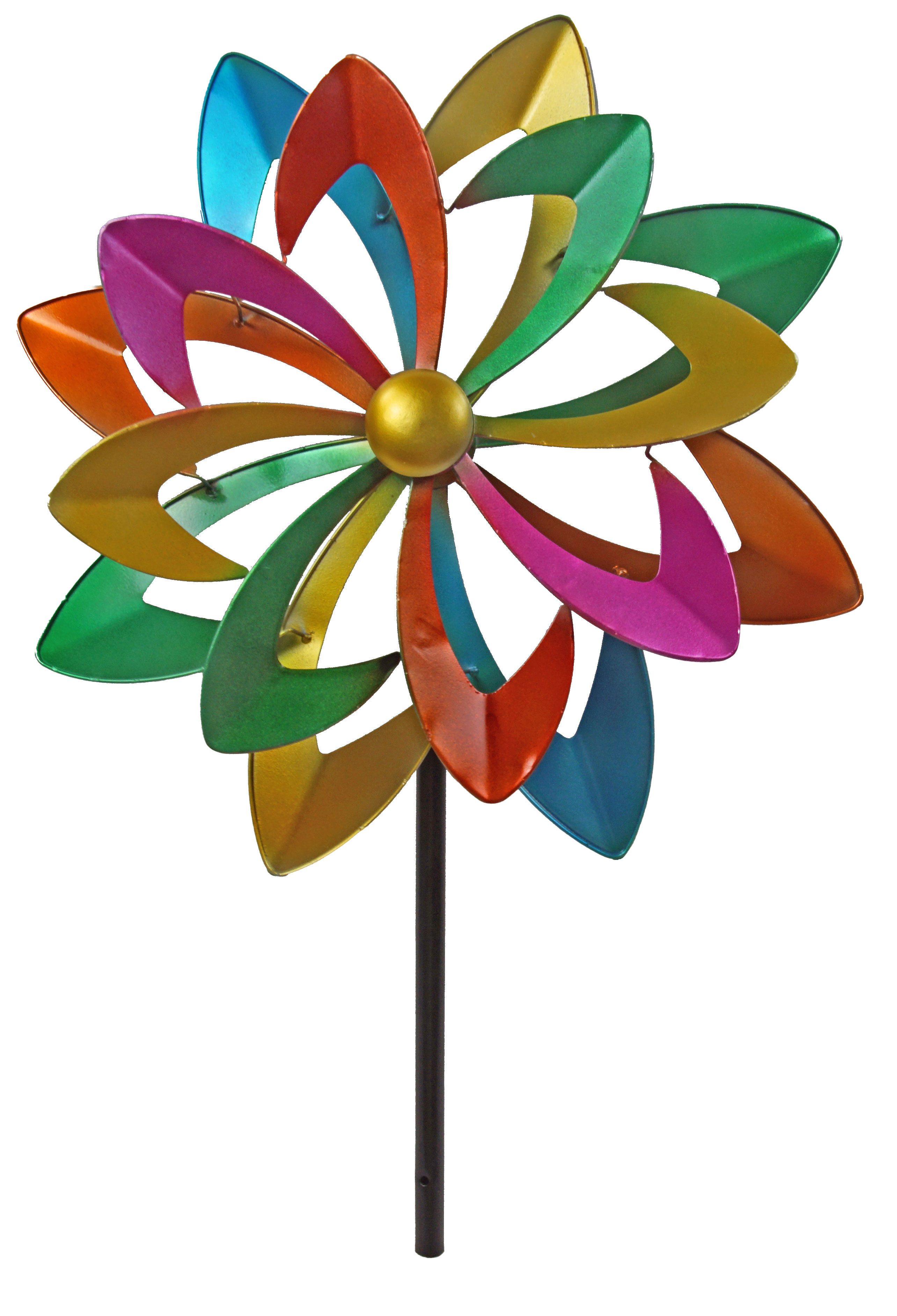 IKO Windrad Farbenfrohes Windrad – Ein lebendiger Hingucker für Ihren Garten (1 St), Windrad, bunt, Metall, Gartendeko, wetterfest, Balkon, Garten