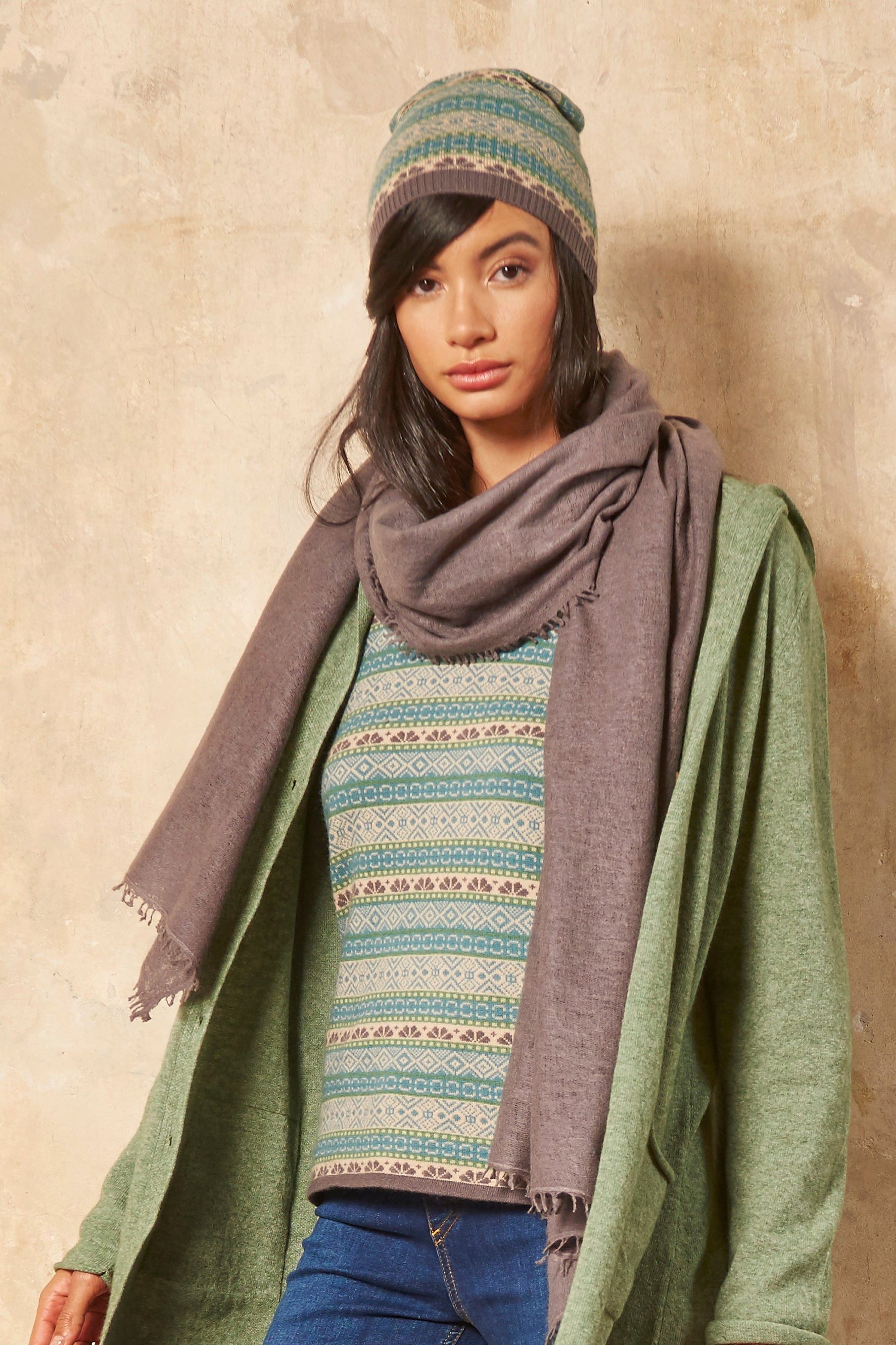 Himalaya Clothing Strickmütze Elegante Damen Beanie mit Jacquardmuster aus günstig online kaufen