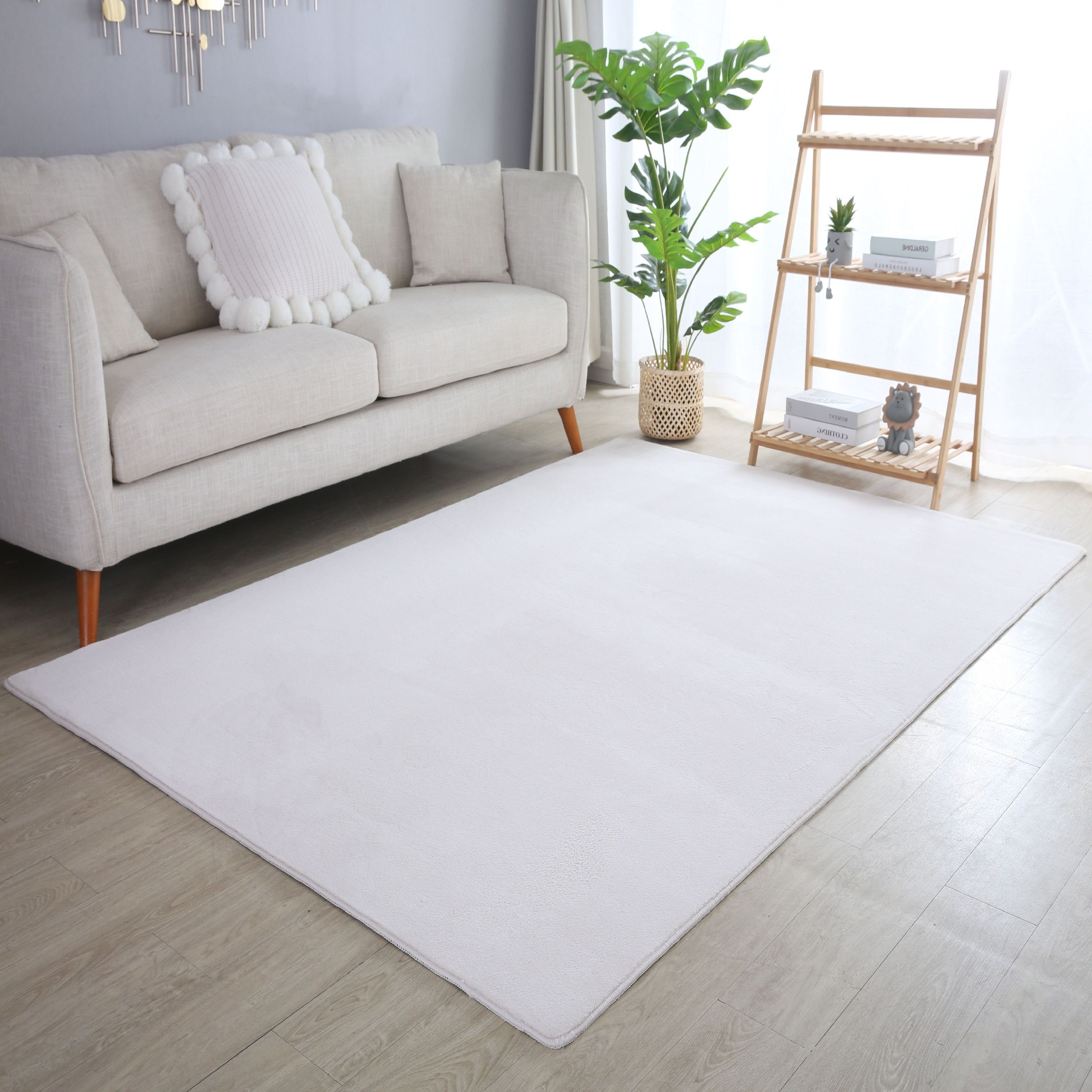 Teppich Unicolor - Einfarbig, Teppium, Rechteckig, Höhe: 7 mm, Teppich Wohnzimmer Grau