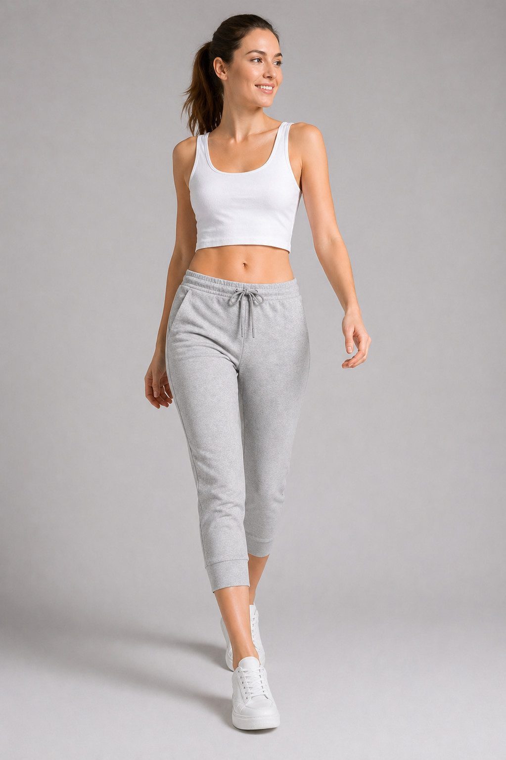 ROSS CAMP 3/4-Hose Damen - Jogginghose mit Kordelzug, Sporthose, Caprihose mit Elastikbund, bequem, Baumwollmix, atmungsaktiv – Bild 4 von 5