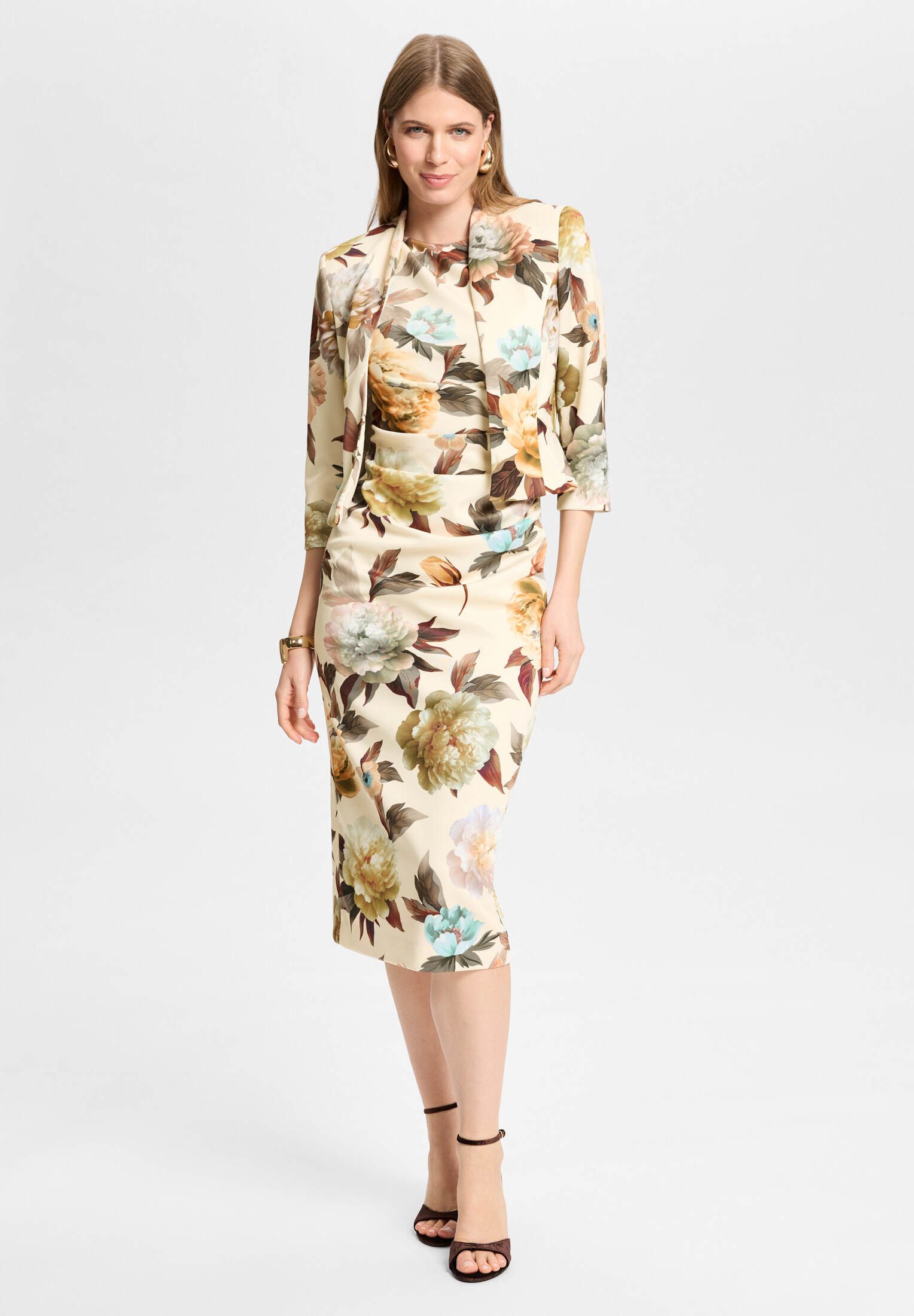 SWING Jackenblazer - Floral bedruckter Scuba Blazer Taillierte Passform