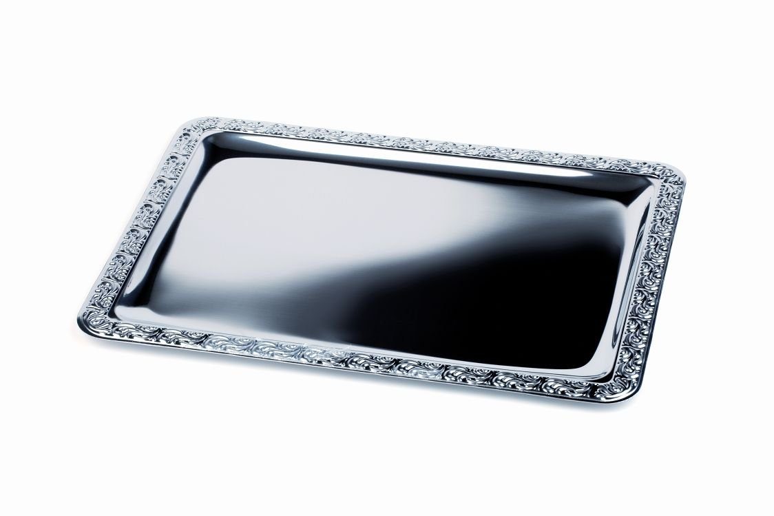 APS Servierplatte Schöner Essen, Edelstahl, Serviertablett SCHÖNER ESSEN, 42 x 31 cm Höhe 2 cm