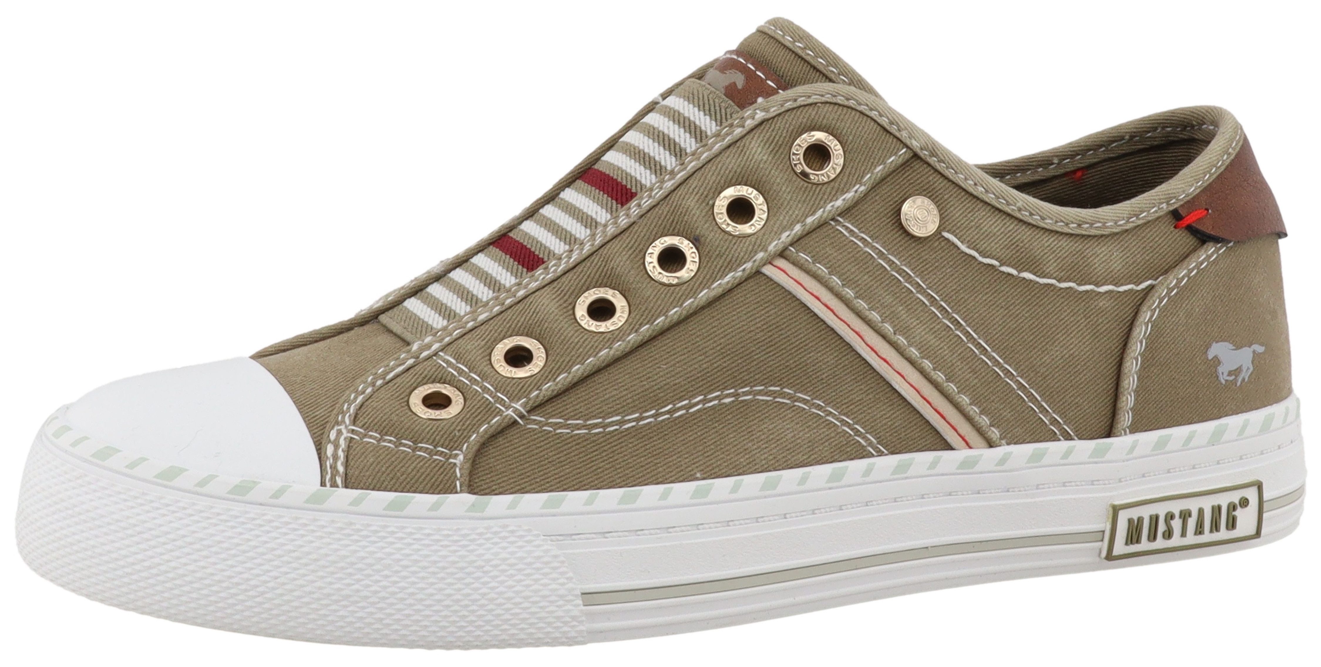 Mustang Shoes Magdalena Slip-On Sneaker Freizeitschuh, Slipper, Schlupfschuh mit Kontrastbesätzen