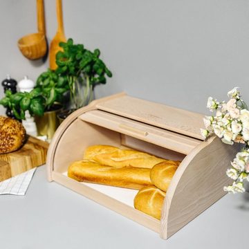 Creative Home Brotkasten Holz 38 x 28,5 x 17,5 cm Brotkiste mit Rolldeckel Brotbox