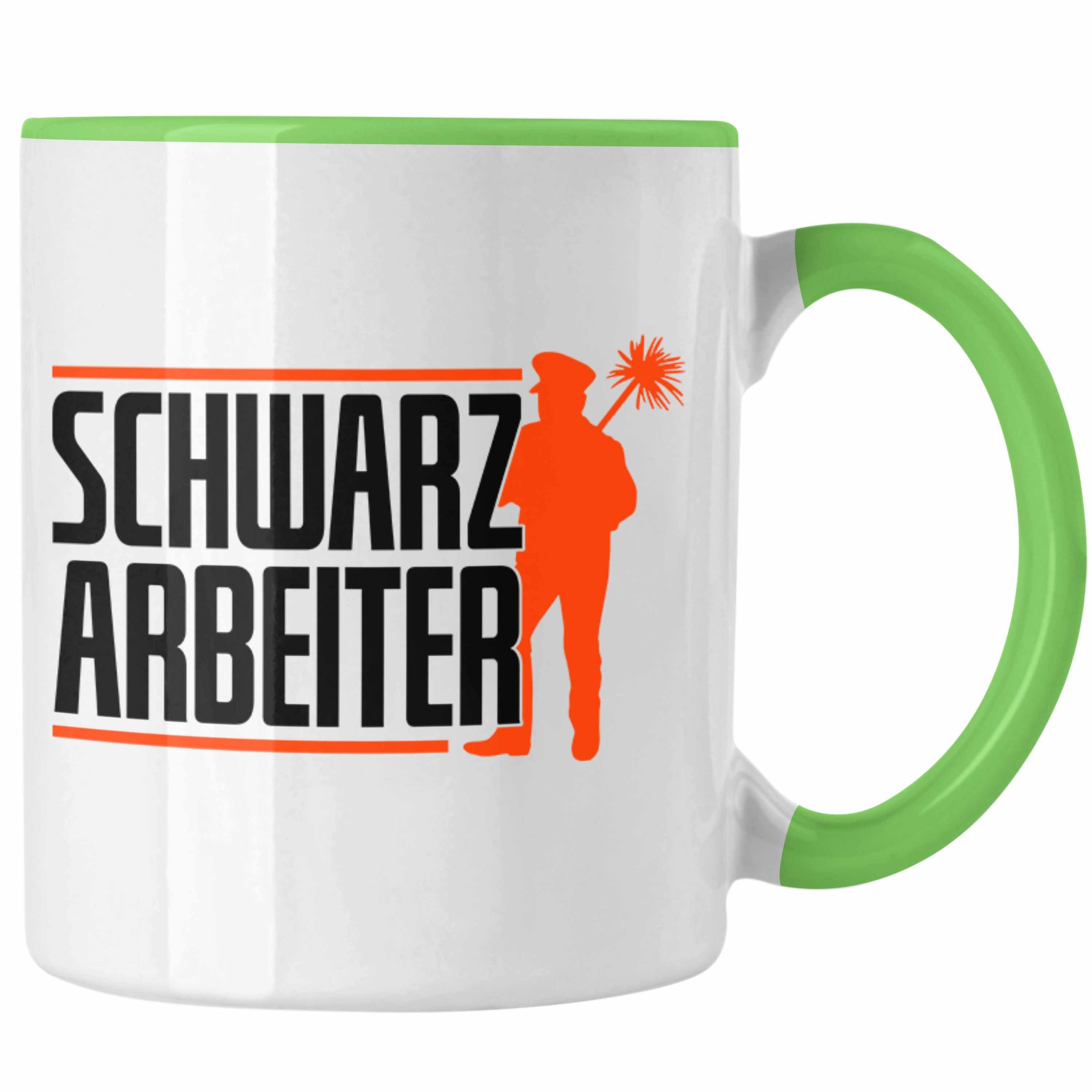 Trendation Tasse Lustiges Geschenk für Schornsteinfeger Spruch Geschenkdiee Schwarzarbe Grün