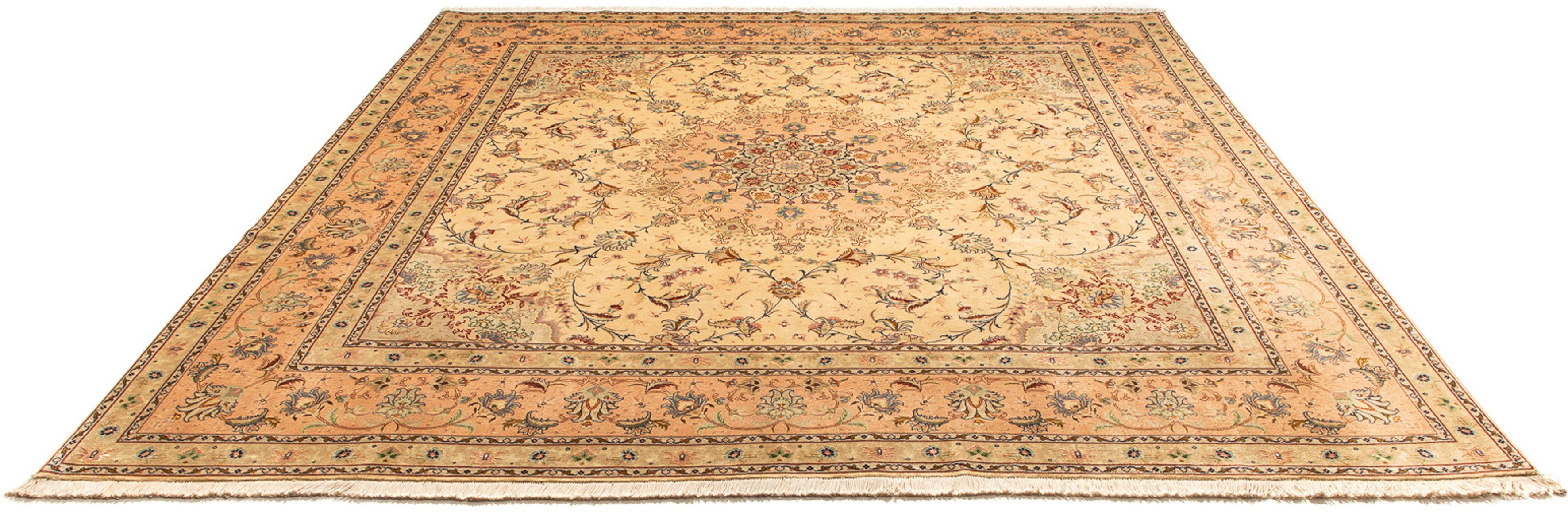 Orientteppich Perser - Täbriz - Royal - 261 x 243 cm - beige, morgenland, rechteckig, Höhe: 7 mm, Wohnzimmer, Handgeknüpft, Einzelstück mit Zertifikat