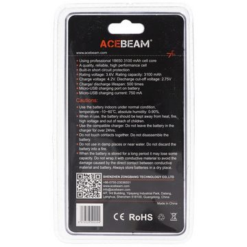 Acebeam AceBeam 18650 Li-Ion Akku mit USB-C Ladeanschluss, ARC18650H-310A, 3, Akku