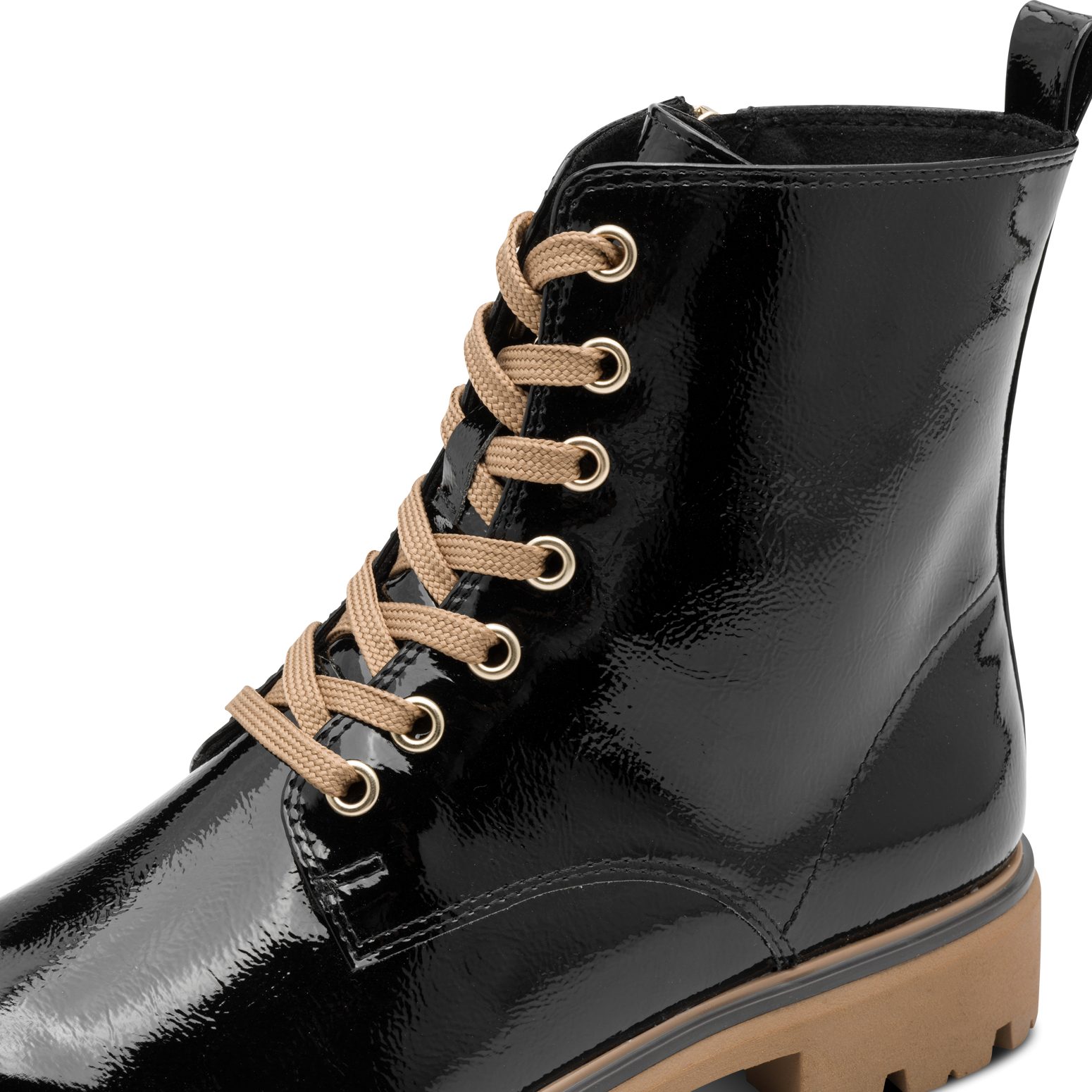 MARCO TOZZI Schnürboots, Blockabsatz, Schnürstiefelette in glänzender Optik günstig online kaufen