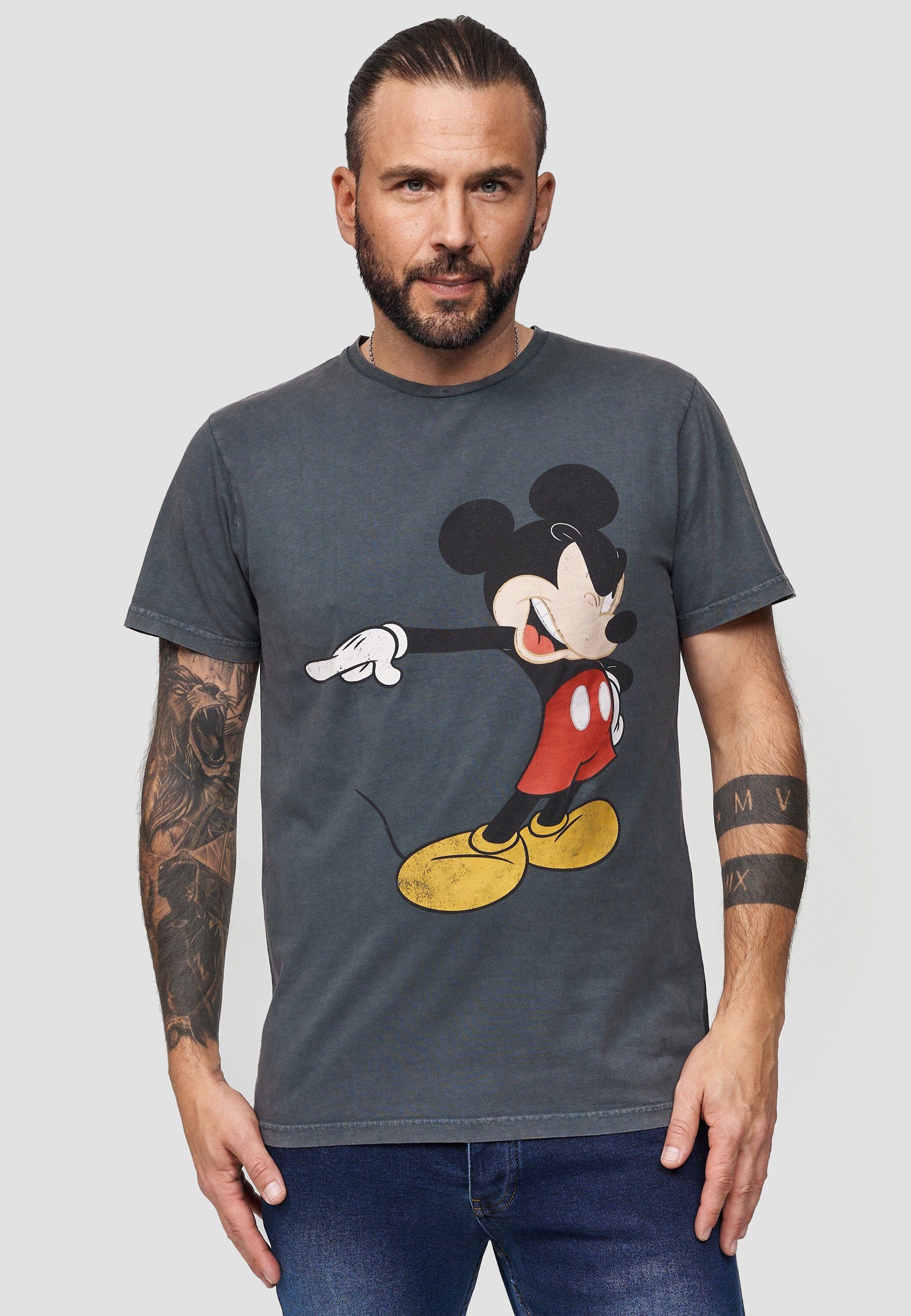 Recovered T-Shirt Disney Pointing Mickey GOTS zertifizierte Bio-Baumwolle
