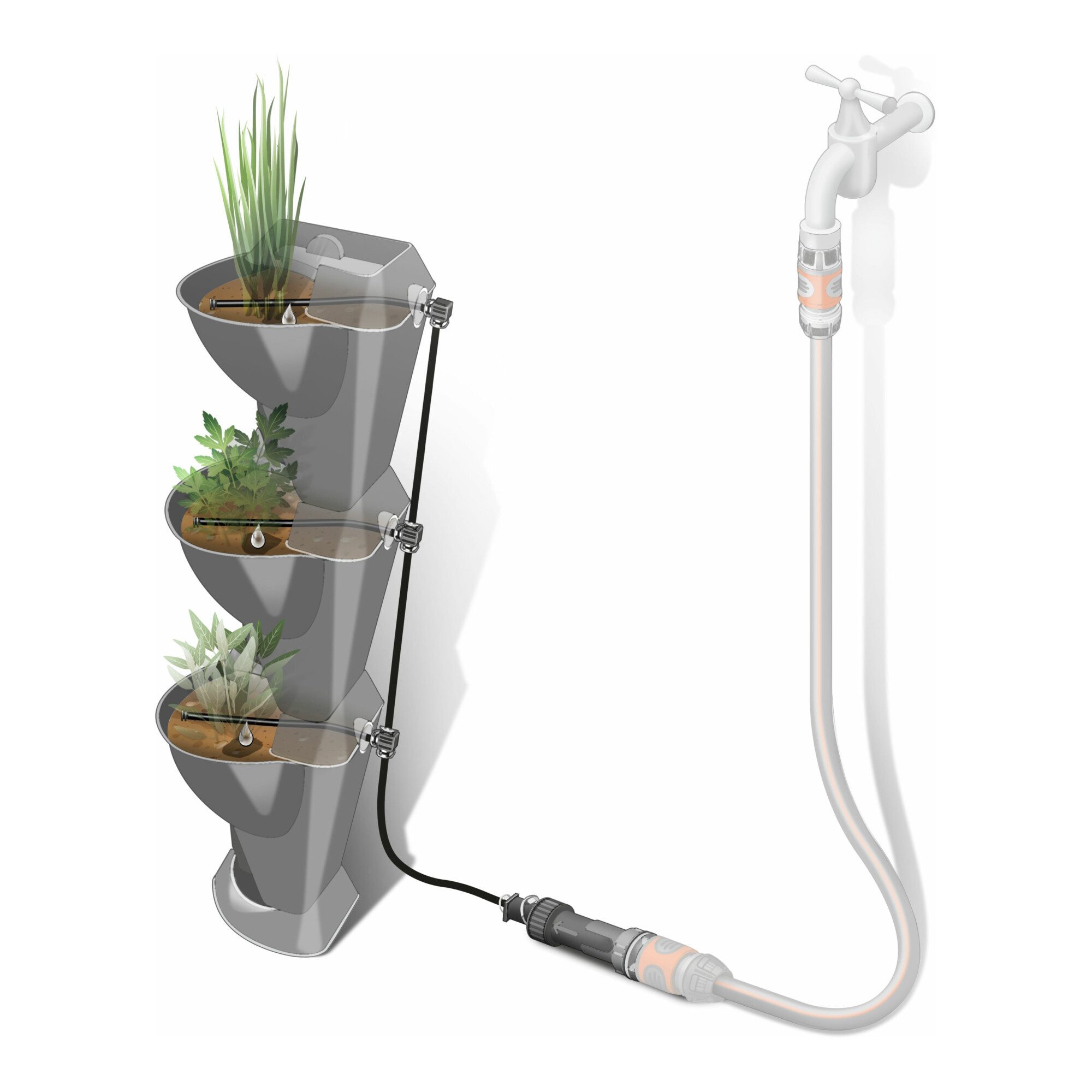 GARDENA Bewässerungssystem GARDENA NatureUp! Bewässerungsset Ecke Wasserhahn