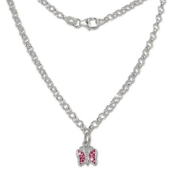 Teenie-Weenie Kette mit Anhänger Teenie-Weenie Schmetterling Halskette, Kinder Halskette (Schmetterling) ca. 38cm, 925 Sterling Silber, Farbe: