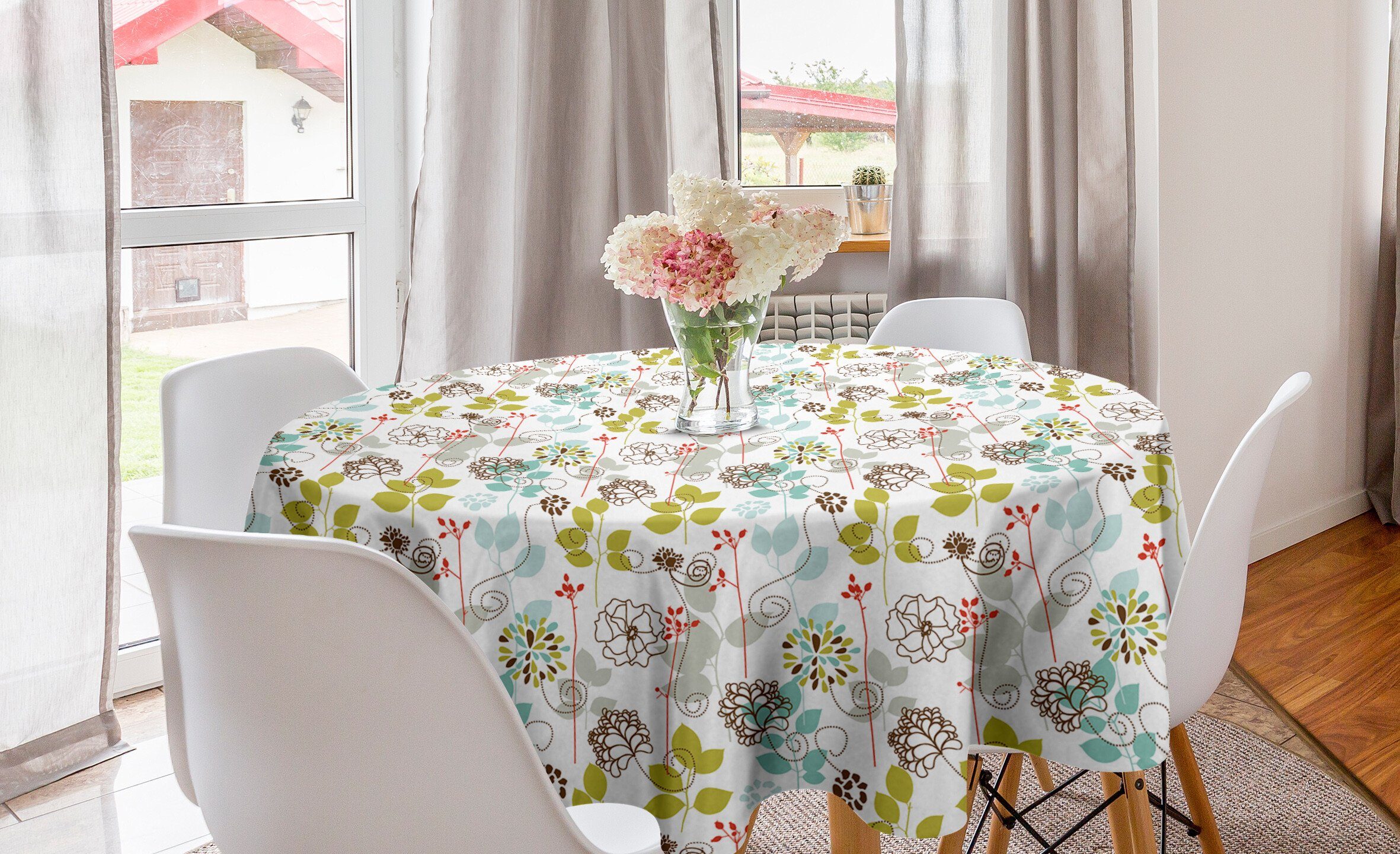 Abakuhaus für Gekritzel-Art-Laub Kreis Dekoration, Blumen Tischdecke Küche Tischdecke Abdeckung Esszimmer