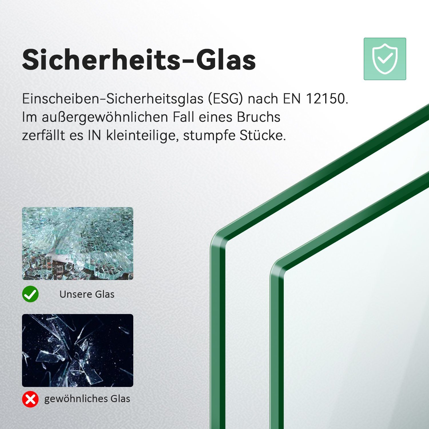 SONNI Eckdusche Duschkabine Eckeinstieg Schiebetüren ESG Glas Höhe 195cm, BxT: 70x70 cm, Einscheibensicherheitsglas, links und recht montierbar, Höhe 195cm – Bild 5 von 5