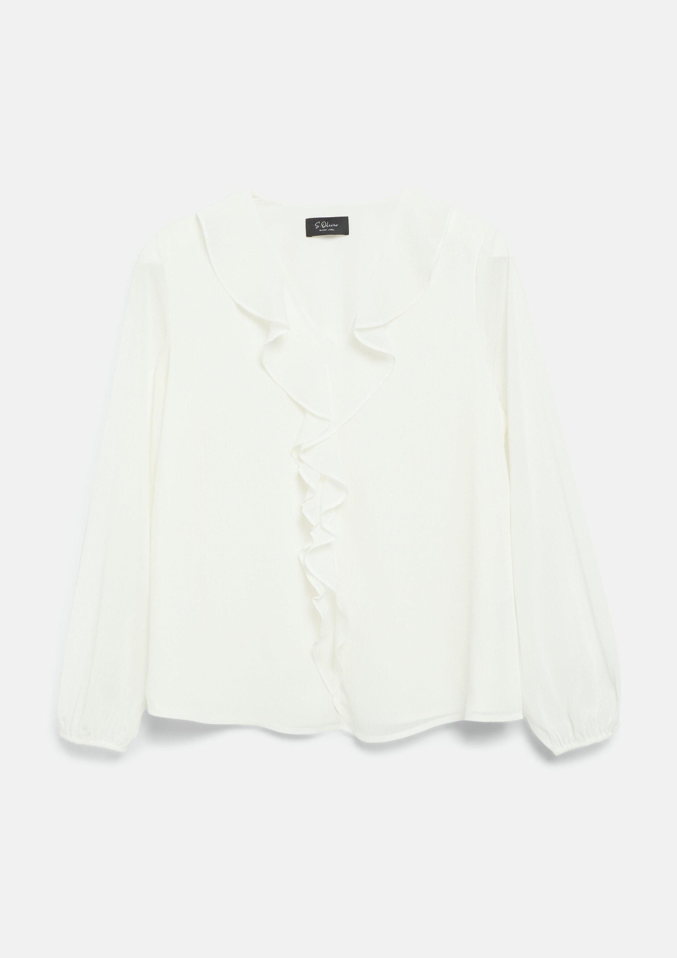 s.Oliver Langarmbluse Bluse Crêpe-Bluse mit Volants