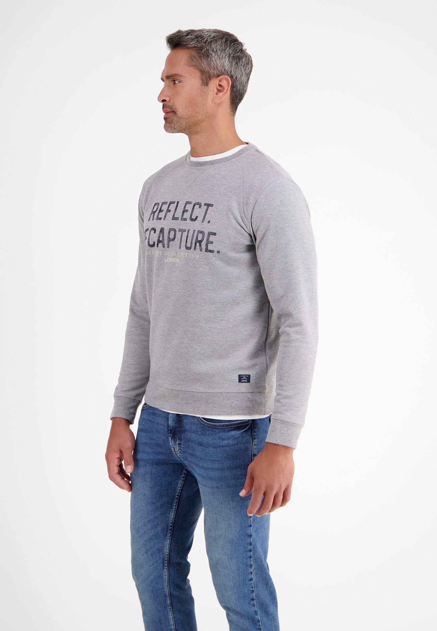 LERROS Sweatshirt Sweatshirt MID Crewneck GREY LERROS MELANGE