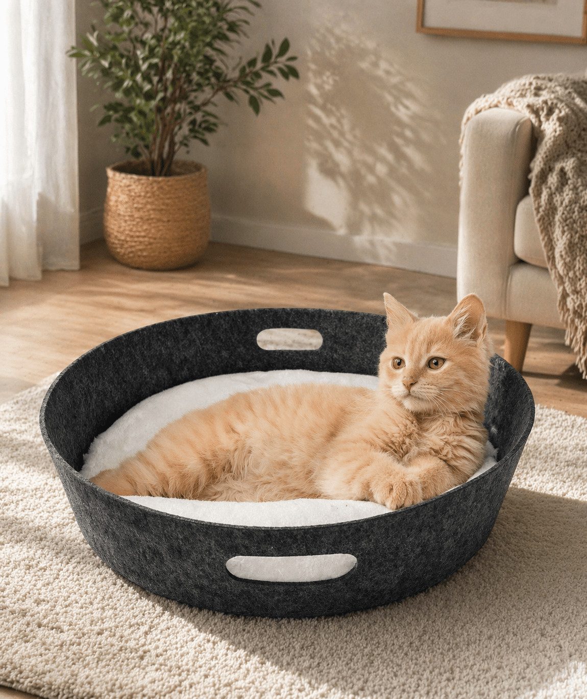 Pisi & Bili Katzenhaus Katzenkorb aus Filz Tierbett Katzenbett, Hundebett
