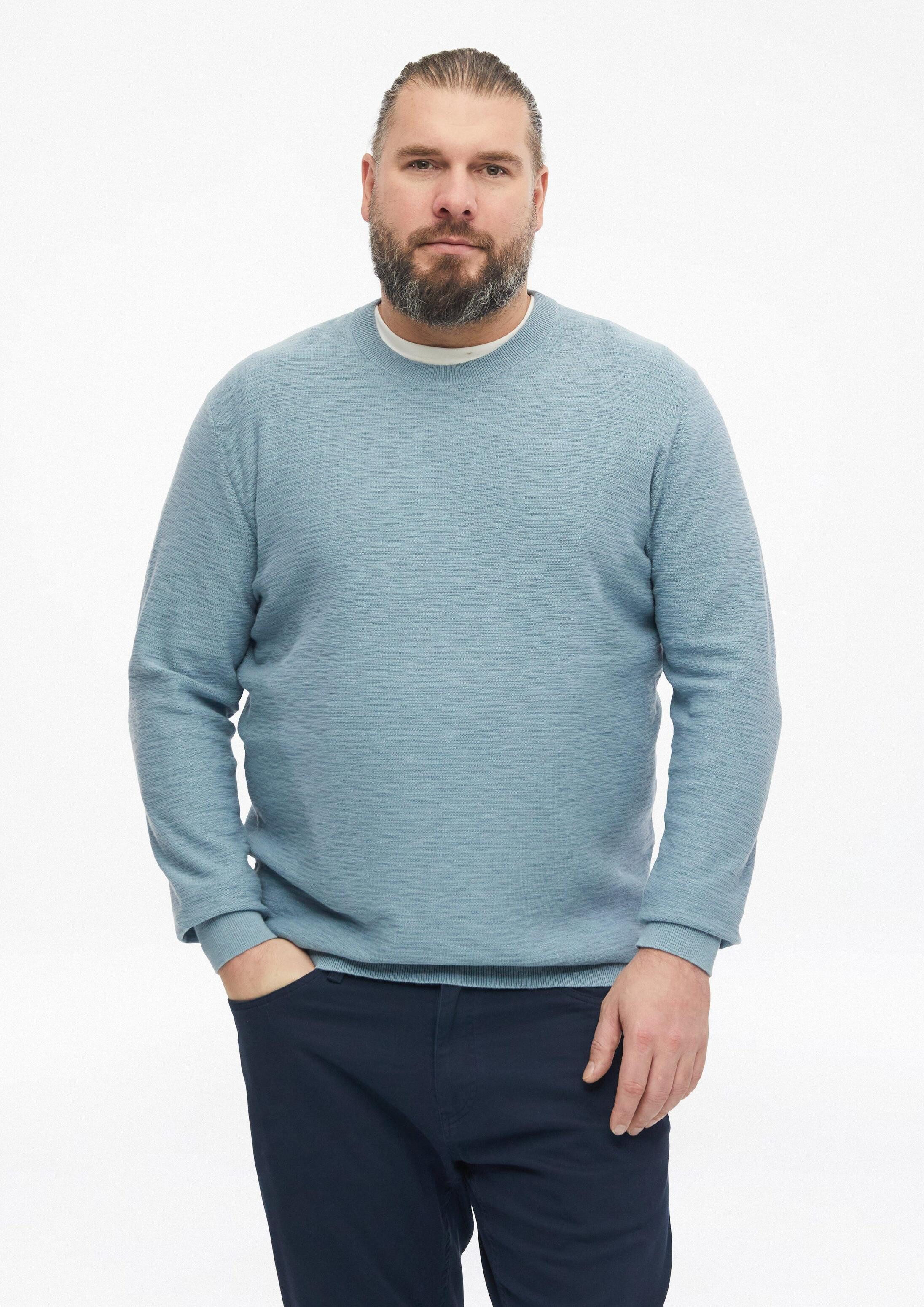 s.Oliver Longpullover Strickpullover Baumwollpullover mit Flammgarnstruktur