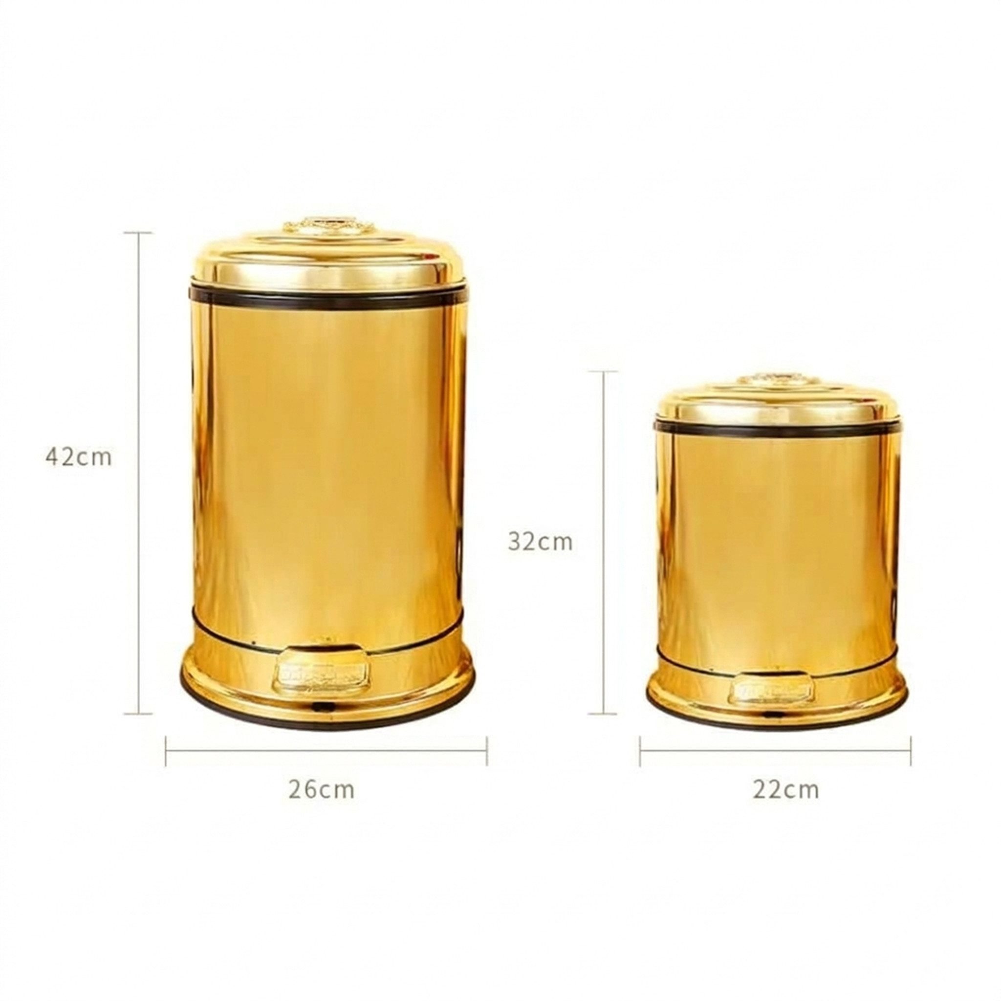 Belle Arti Mülleimer Treteimer, Edelstahl, goldfarben, mit Fußpedal, 6 l oder 10 l, Edelstahl-Treteimer in Gold mit Fußpedal, 6L/10L