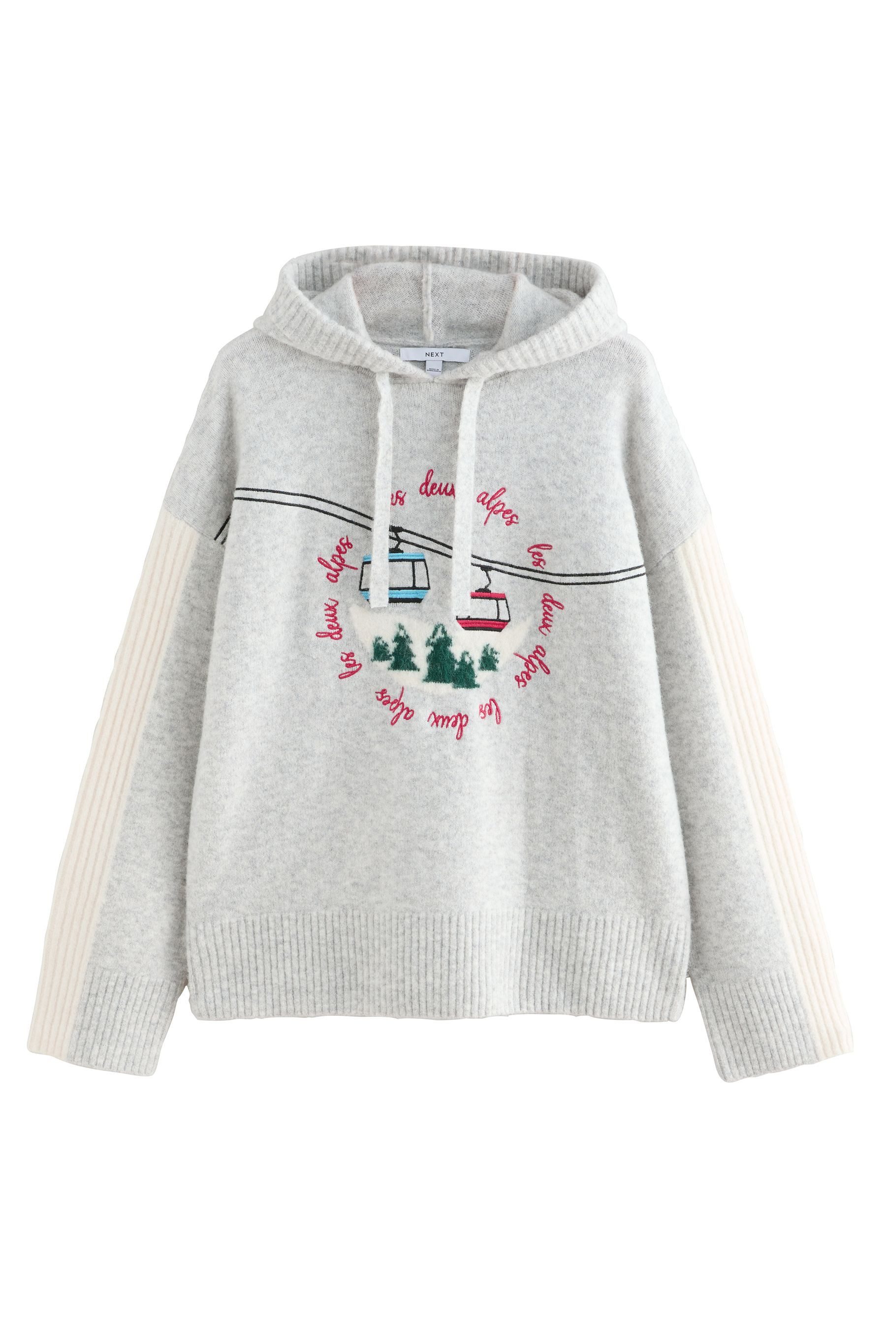 Next Kapuzenpullover Strickpullover mit Kapuze und Ski-Stickerei (1-tlg)