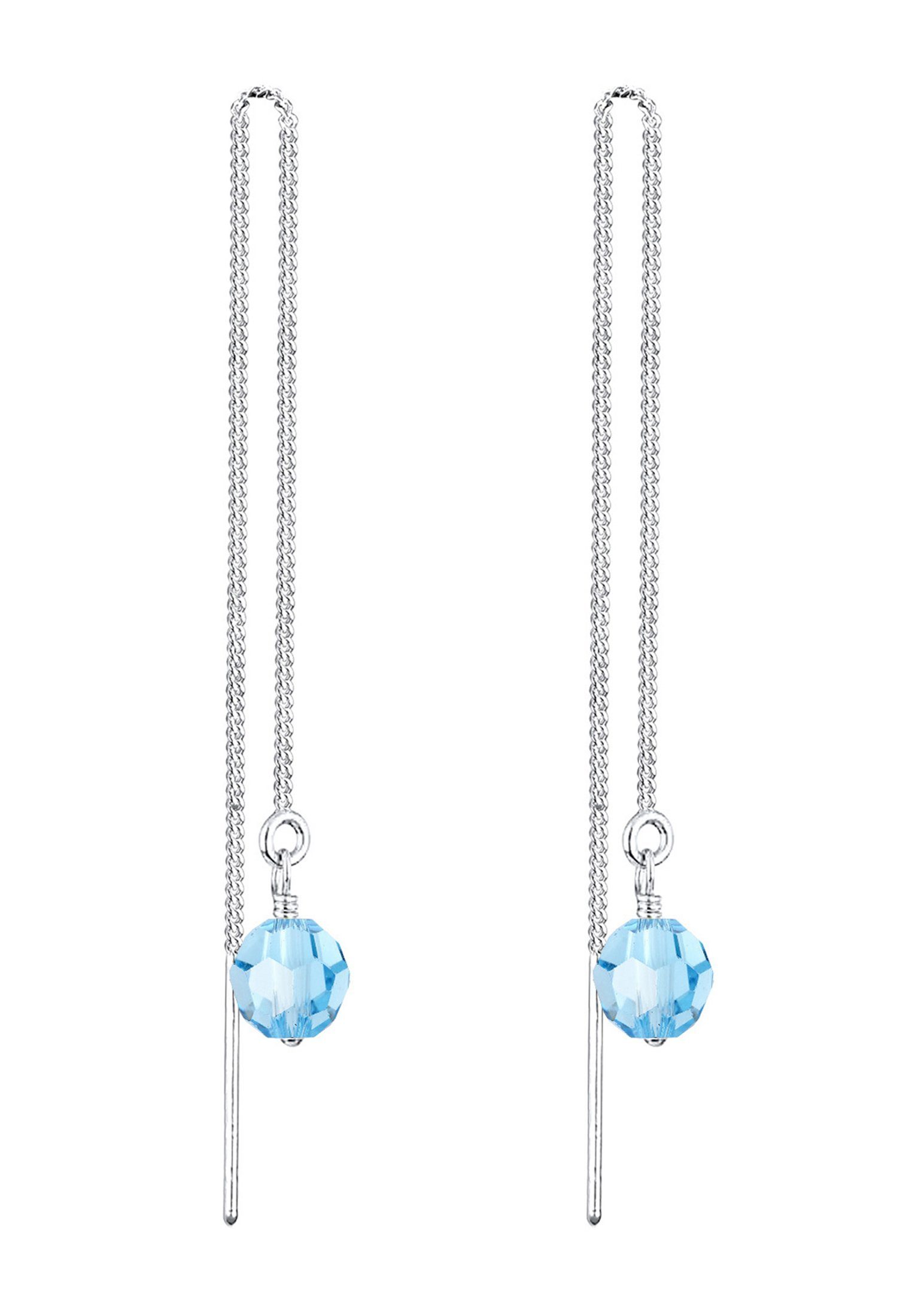 Elli Paar Ohrhänger Ohrhänger Durchzieher Glas Kristalle Hellblau 925 Sterling Silber