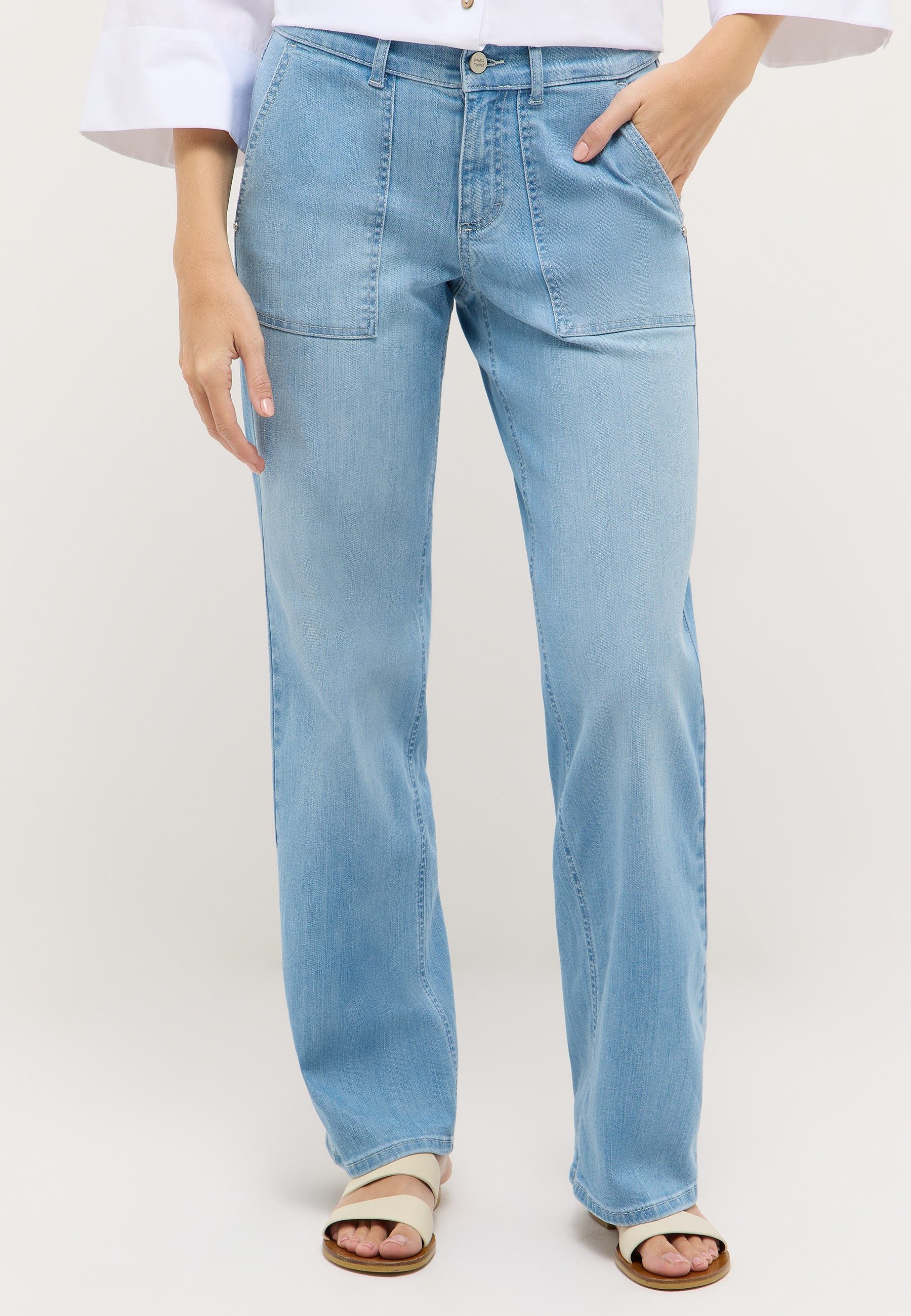 ANGELS Relax-fit-Jeans LIZ WORKER mit großen Vordertaschen und Fade-Out Effekten