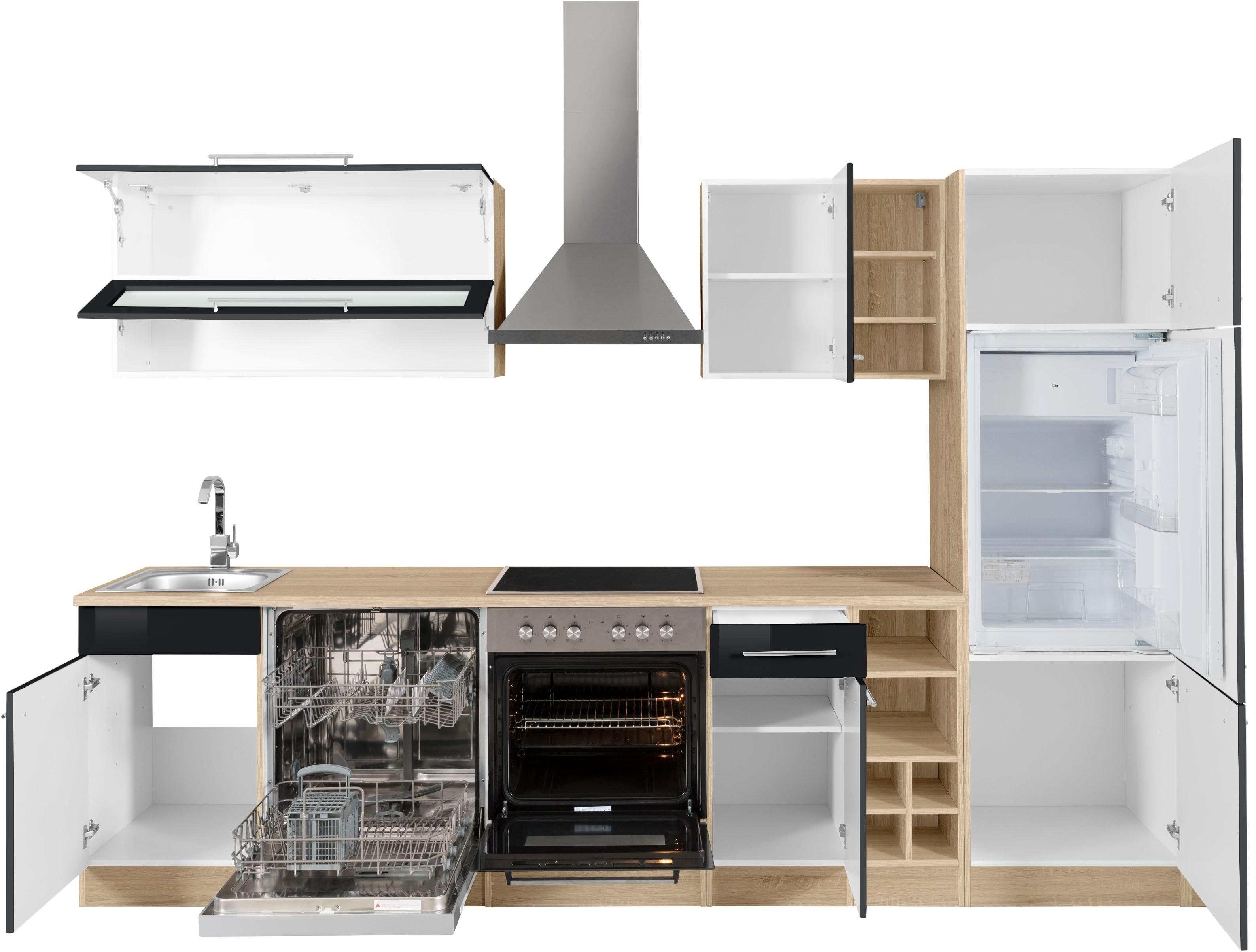 KOCHSTATION Küchenzeile KS-Eton, mit E-Geräten, Breite 300 cm