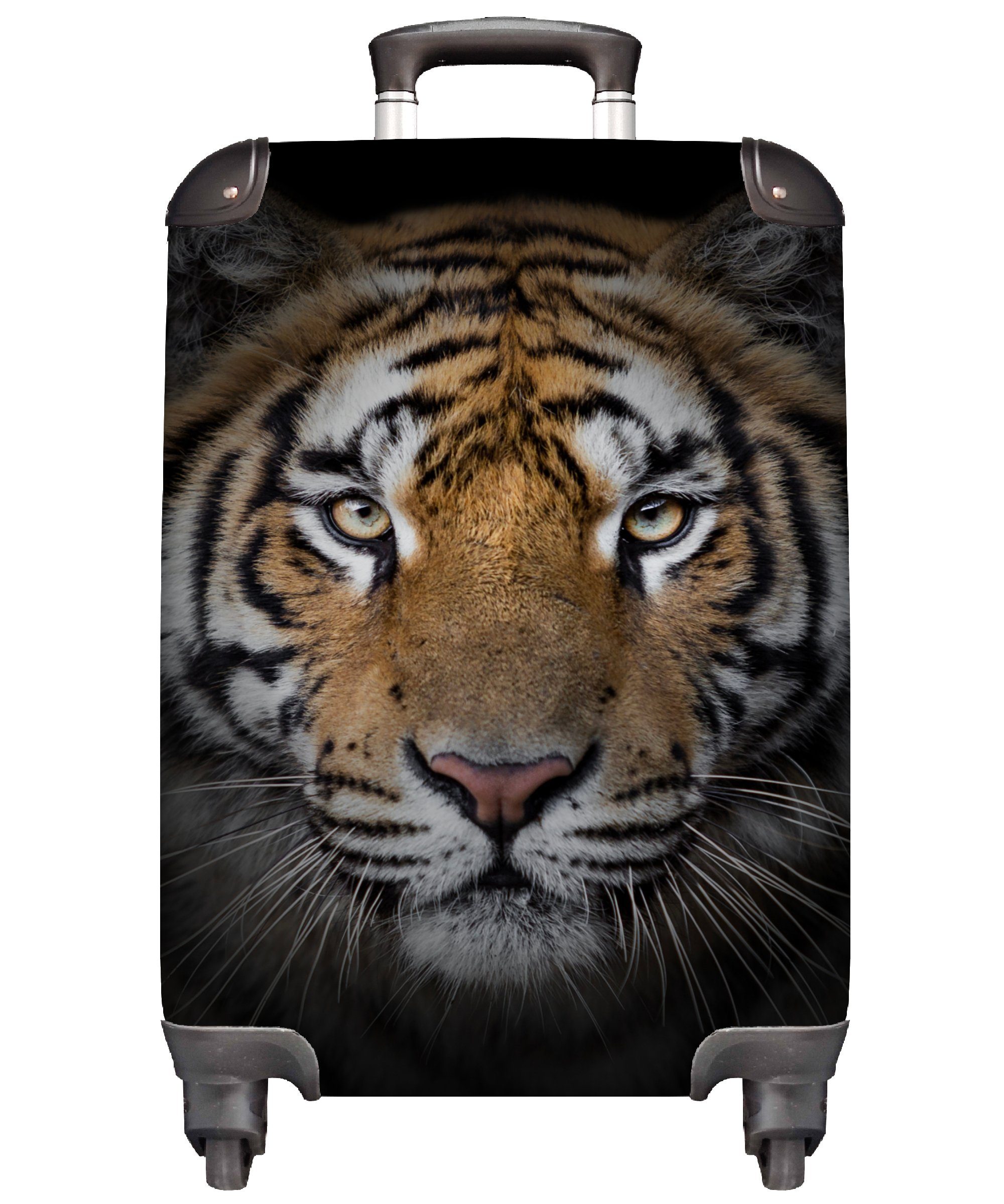 MuchoWow Handgepäckkoffer Tiger - Wildtiere - Porträt - Schwarz - Tiere, 4 Rollen, Reisetasche mit rollen, Handgepäck für Ferien, Trolley, Reisekoffer