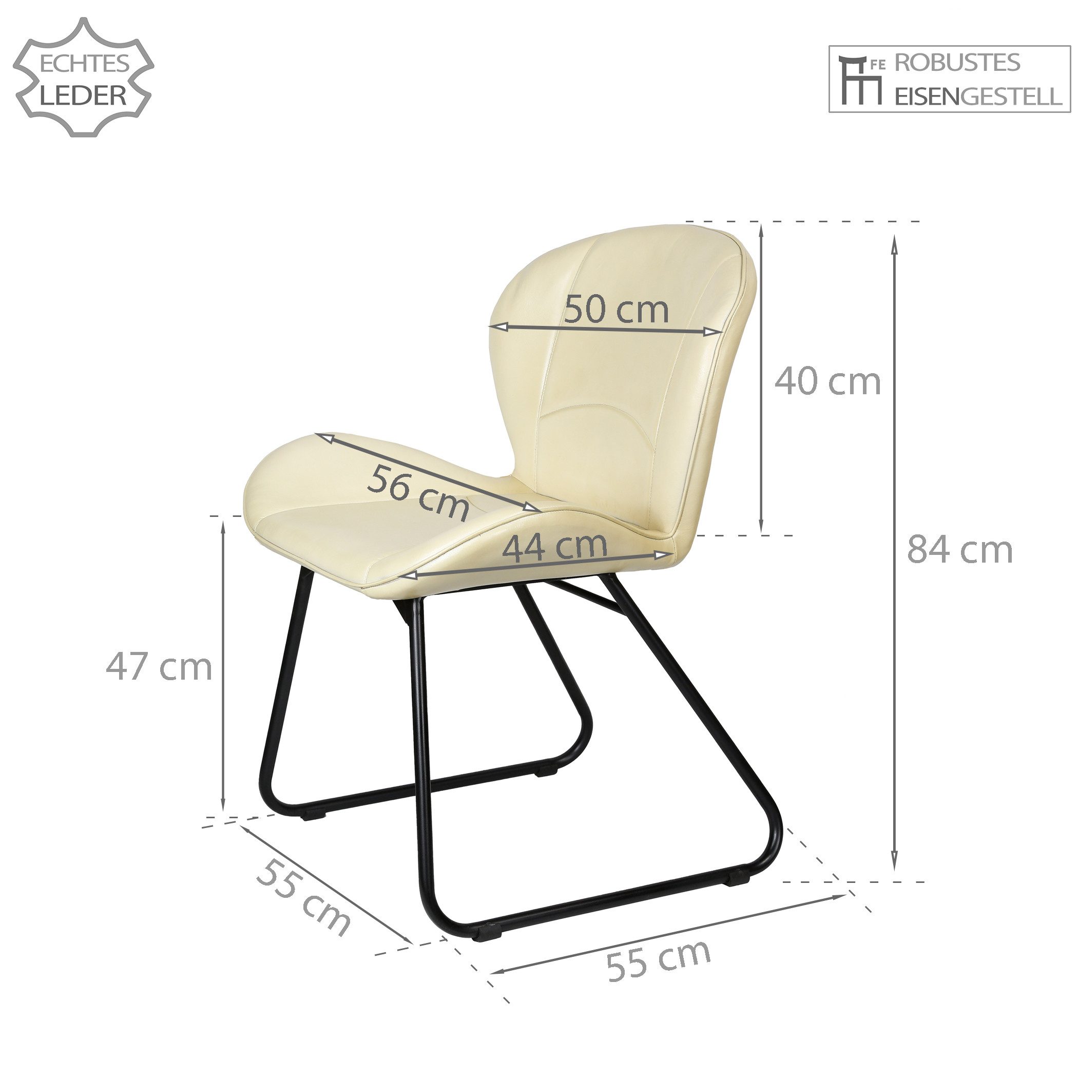 Casa Moro Polsterstuhl Besucherstuhl Stuhl Esszimmer Echt Leder Beige (Schalenstuhl bequem modern Lederstuhl), Echtleder Esszimmerstuhl als 1 Stuhl, 2er, 4er & 6er Set