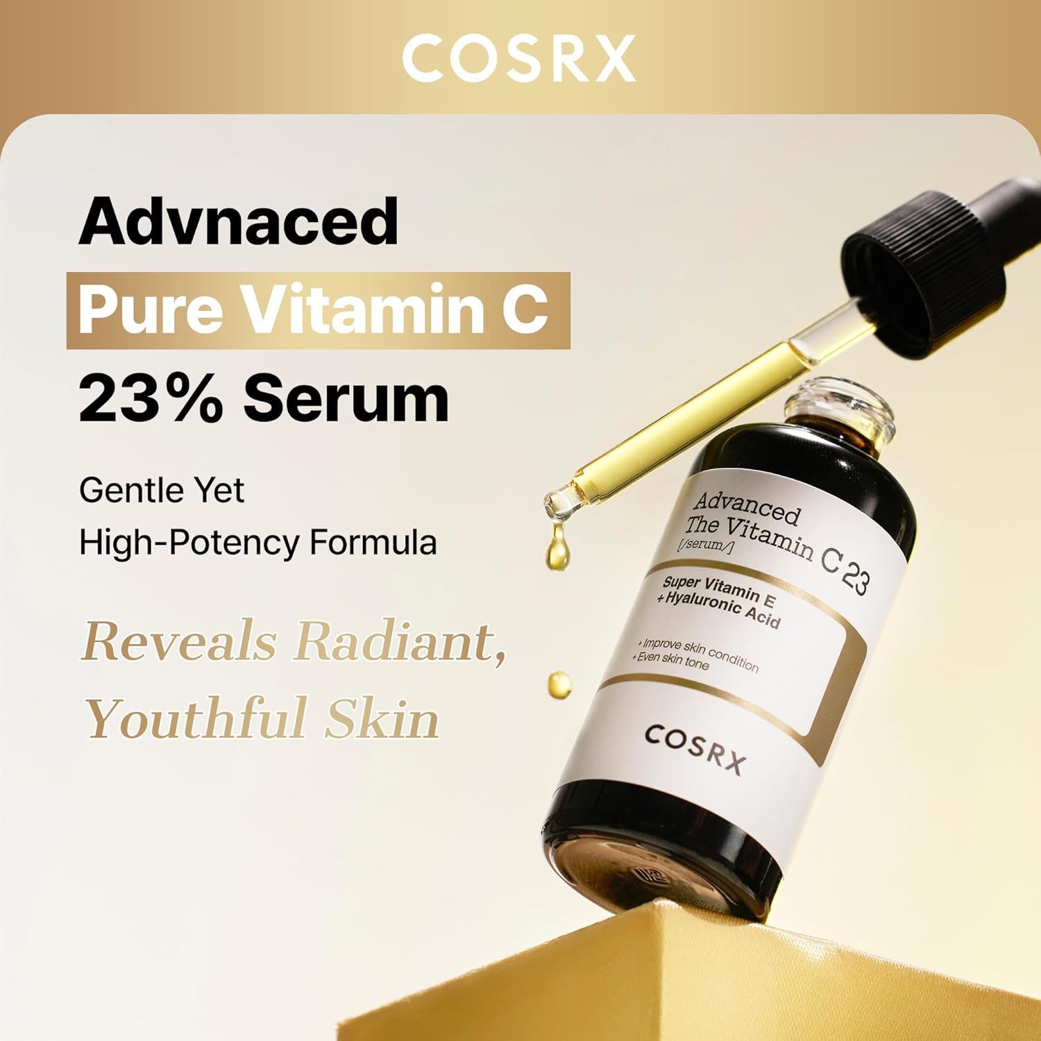 Cosrx Gesichtsserum Advanced The Vitamin C 23 Serum 20g – Hochdosiertes Vitamin C Serum mit 23% Ascorbinsäure, Hyaluronsäure & Super Vitamin E, aufhellendes, Korean Skincare Gesichtsserum für strahlenden Teint