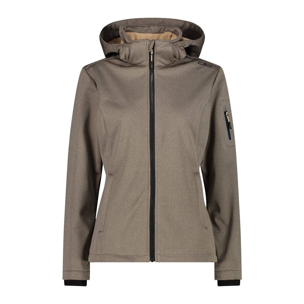 (1-St) "Woman Outdoorjacke beige Softshelljacke Zip CMP Jacket (120) Damen Hood"
