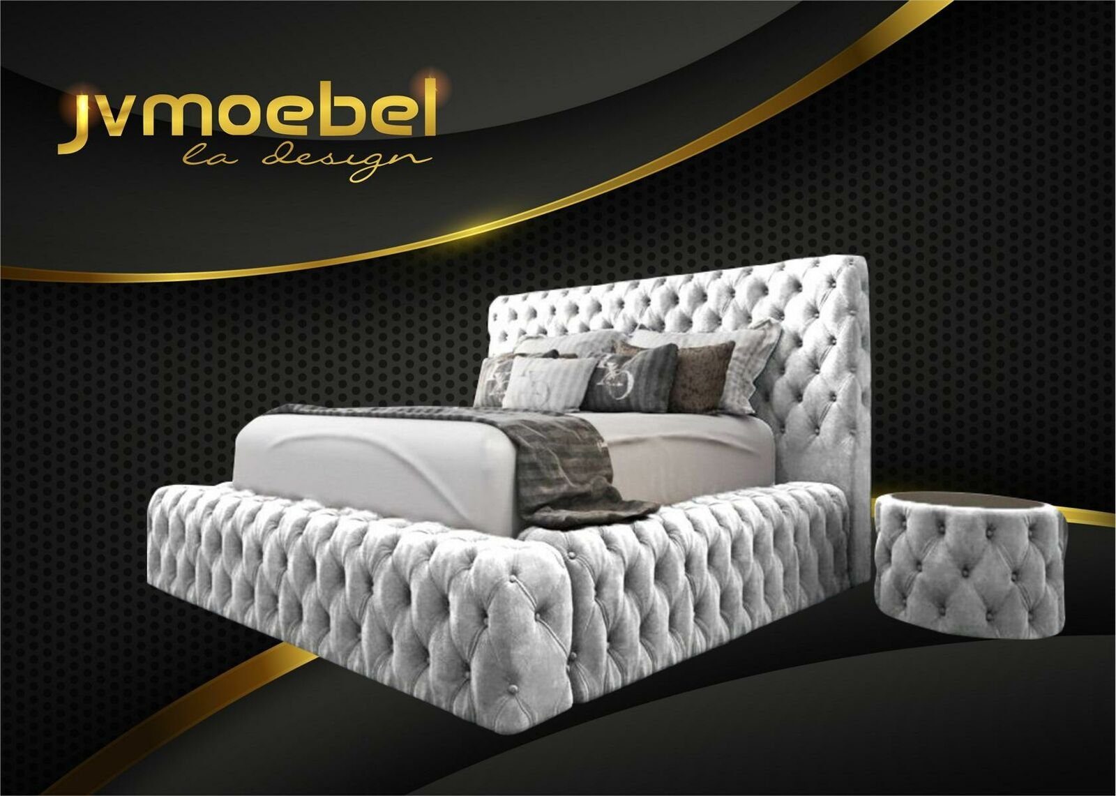 Schlafzimmer Textil Möbel Moderne Weiß Bett, Chesterfield Bett Betten Luxury JVmoebel