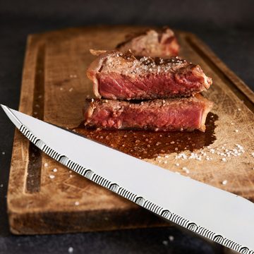 Retoo Steakmesser Küchenmesser Set 6-teilig Messerblock Holz Steakmesserset Messerset Komfortabler Griff, Gezahnte Klinge, Messerblock-Set, Profi-Set