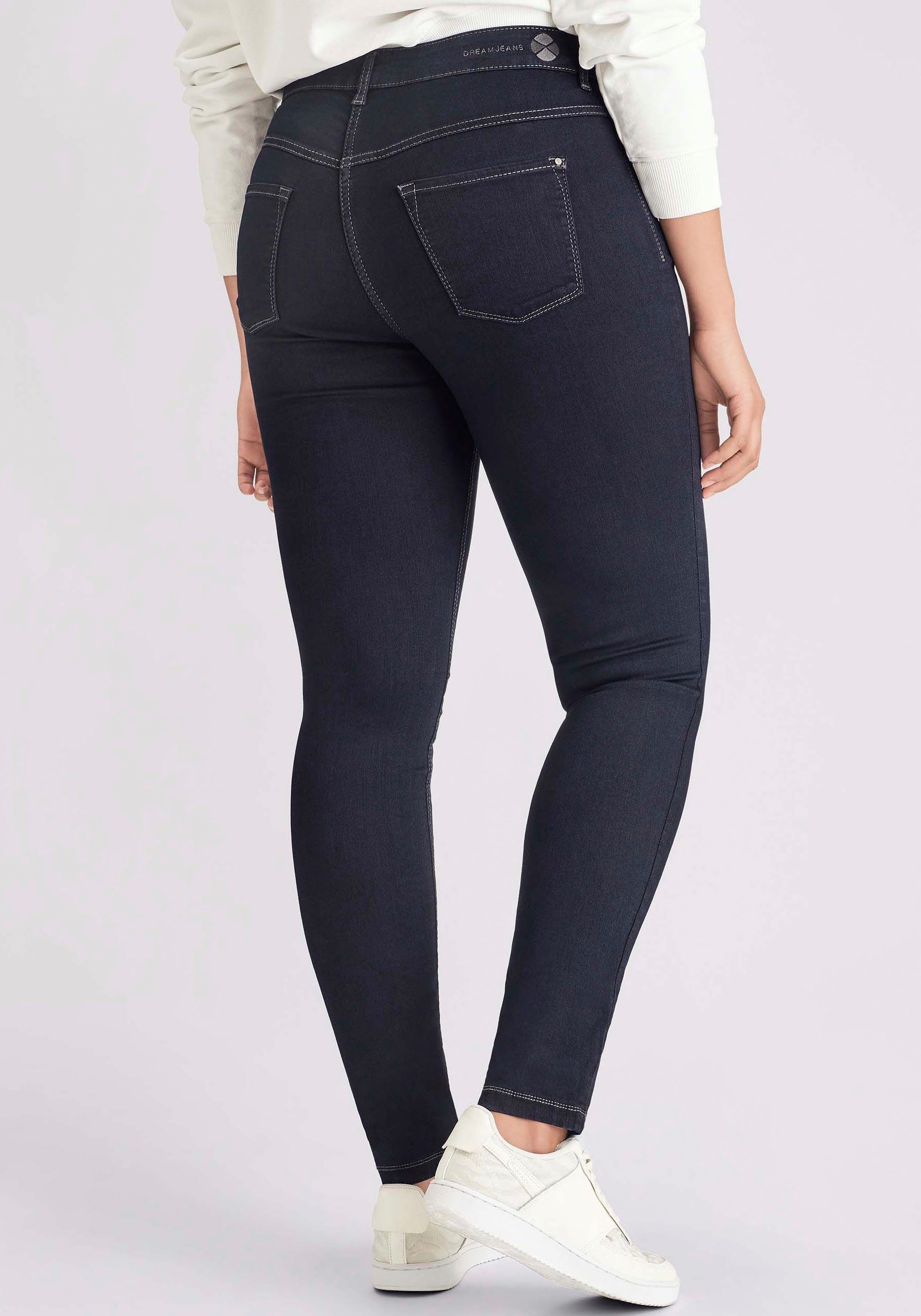 für Hochelastische sorgt Sitz rinsed Skinny-fit-Jeans Qualität perfekten den MAC Dream Skinny blue