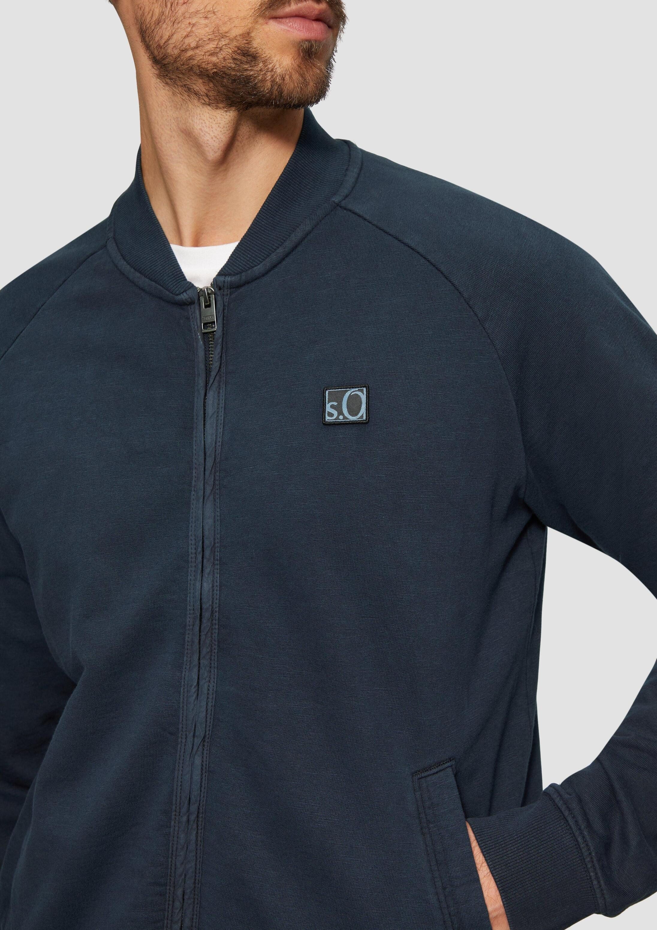 s.Oliver Sweatjacke Sweatshirt Jacke Jacke mit Garment Dye und Raglanärmeln