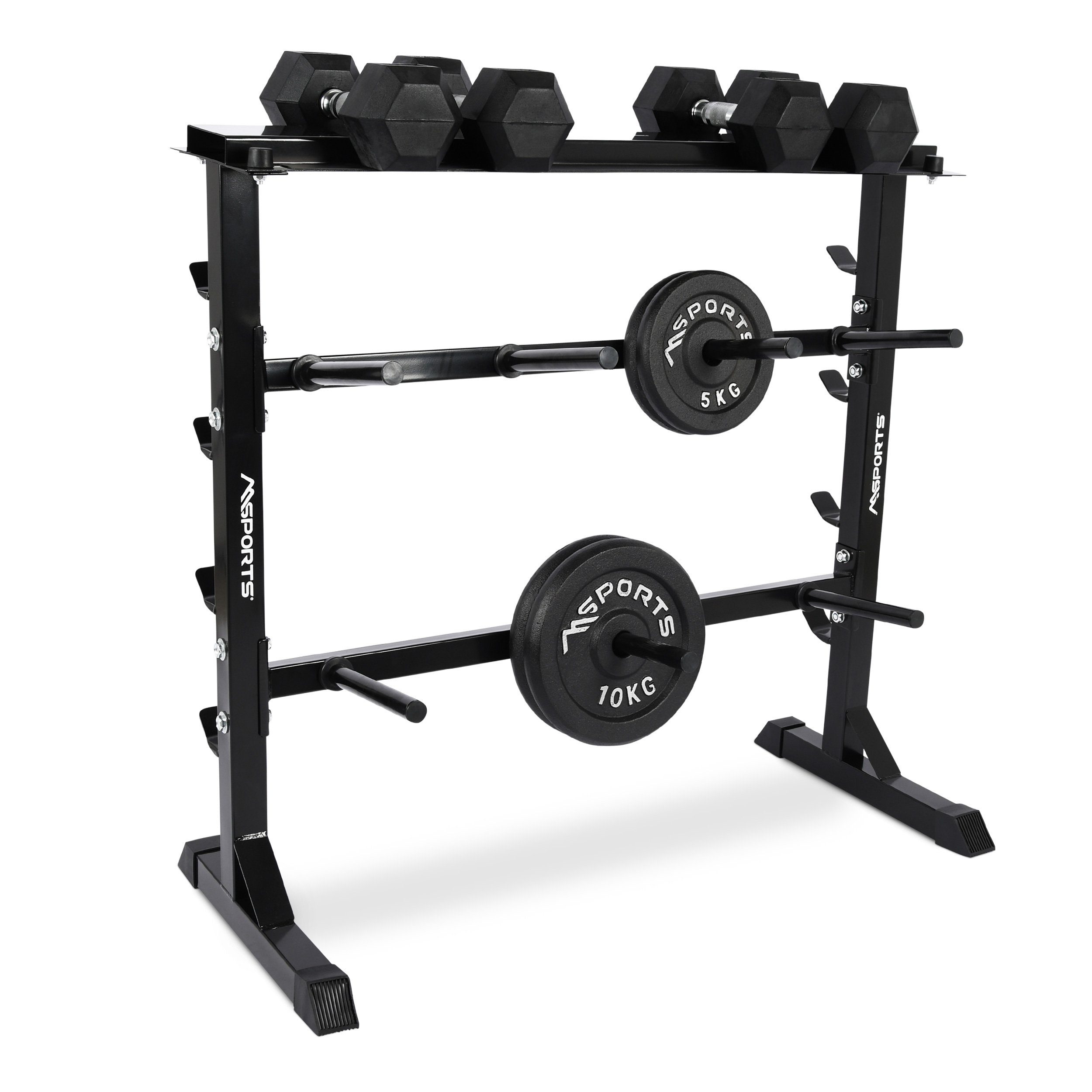 MSports® Langhantelstange Hantelablage Hantelständer aus Stahl bis 400 kg belastbar