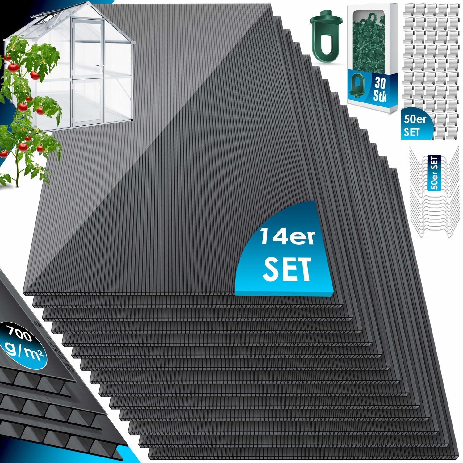 KESSER Gewächshaus, 14x Polycarbonat Hohlkammerstegplatten 4mm 10,25 / 14,7 günstig online kaufen
