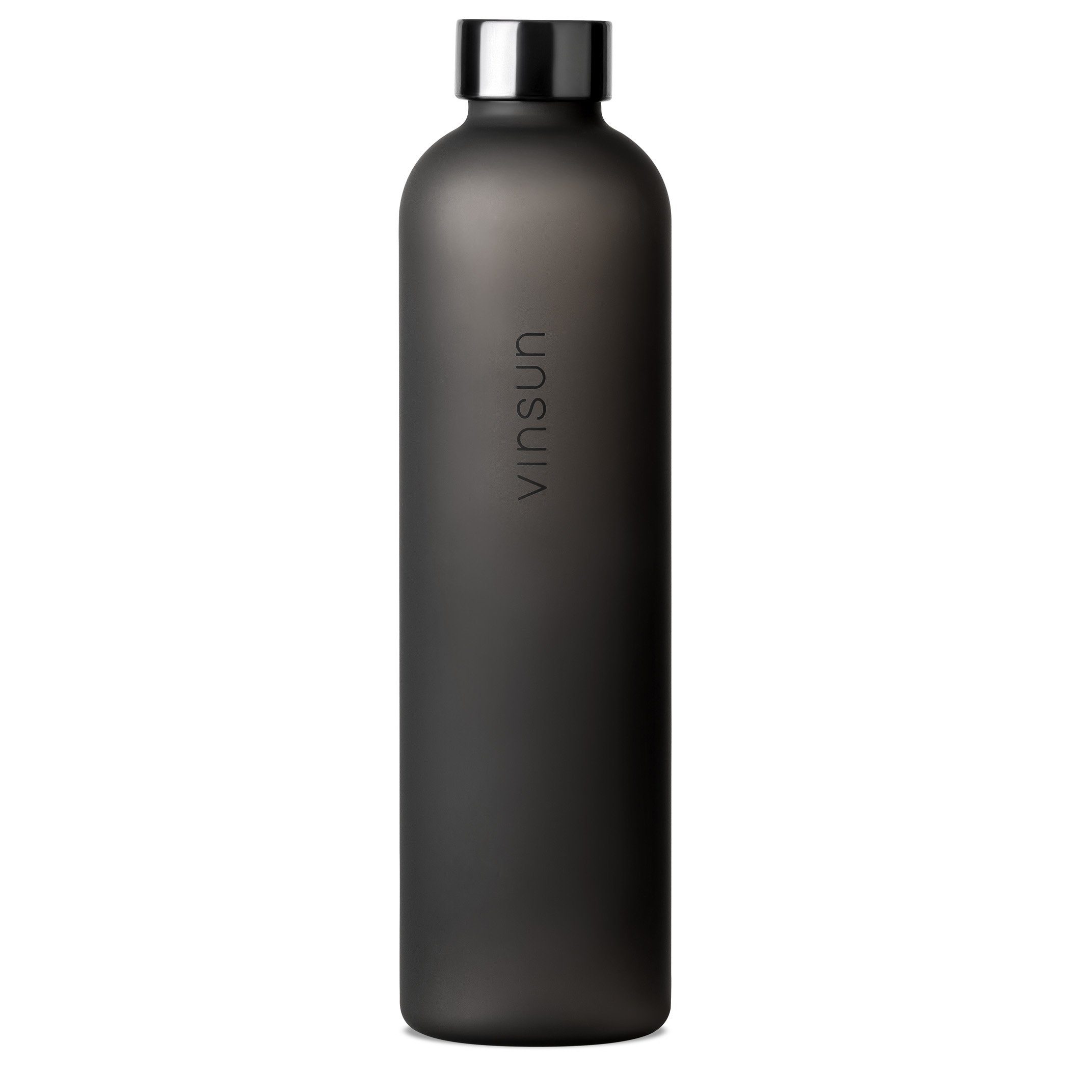 Vinsun Trinkflasche Trinkflasche 1L - Kohlensäure geeignet, auslaufsicher - Wasserflasche, BPA frei, bruchsicher, Geruchs- und Geschmacksneutral, auslaufsicher Schwarz