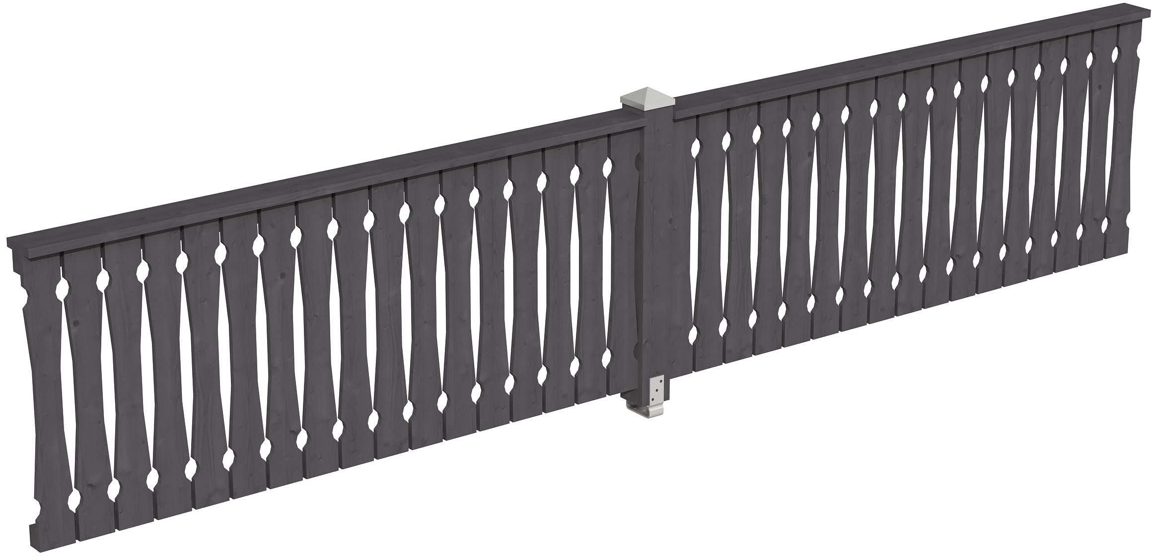 Skanholz Brüstungsgeländer Balkonschalung, 465 cm Länge, 96 cm Höhe, mit 1 Pfosten