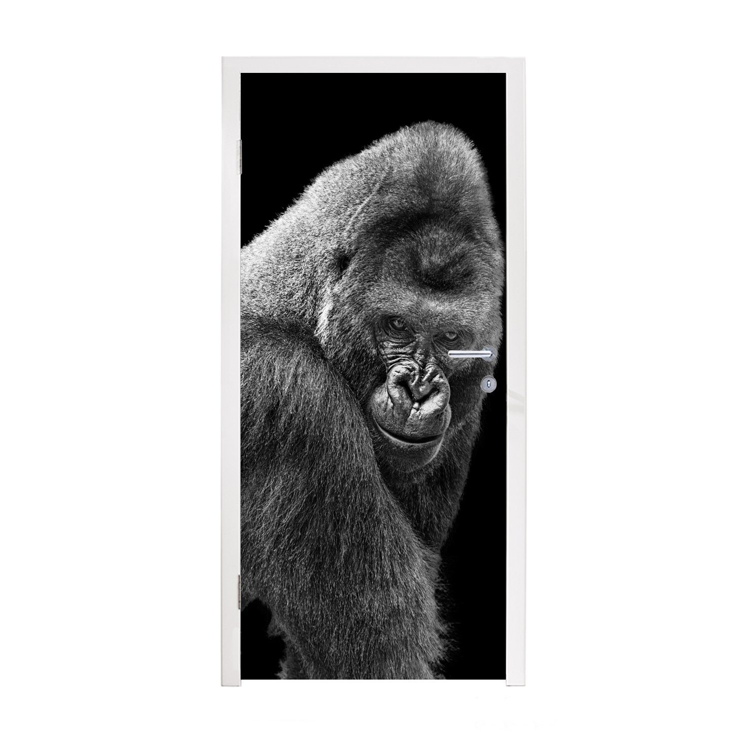 MuchoWow Türtapete Ein prächtiger Gorilla blickt herab, Matt, bedruckt, (1 St), Fototapete für Tür, Türaufkleber, 75x205 cm