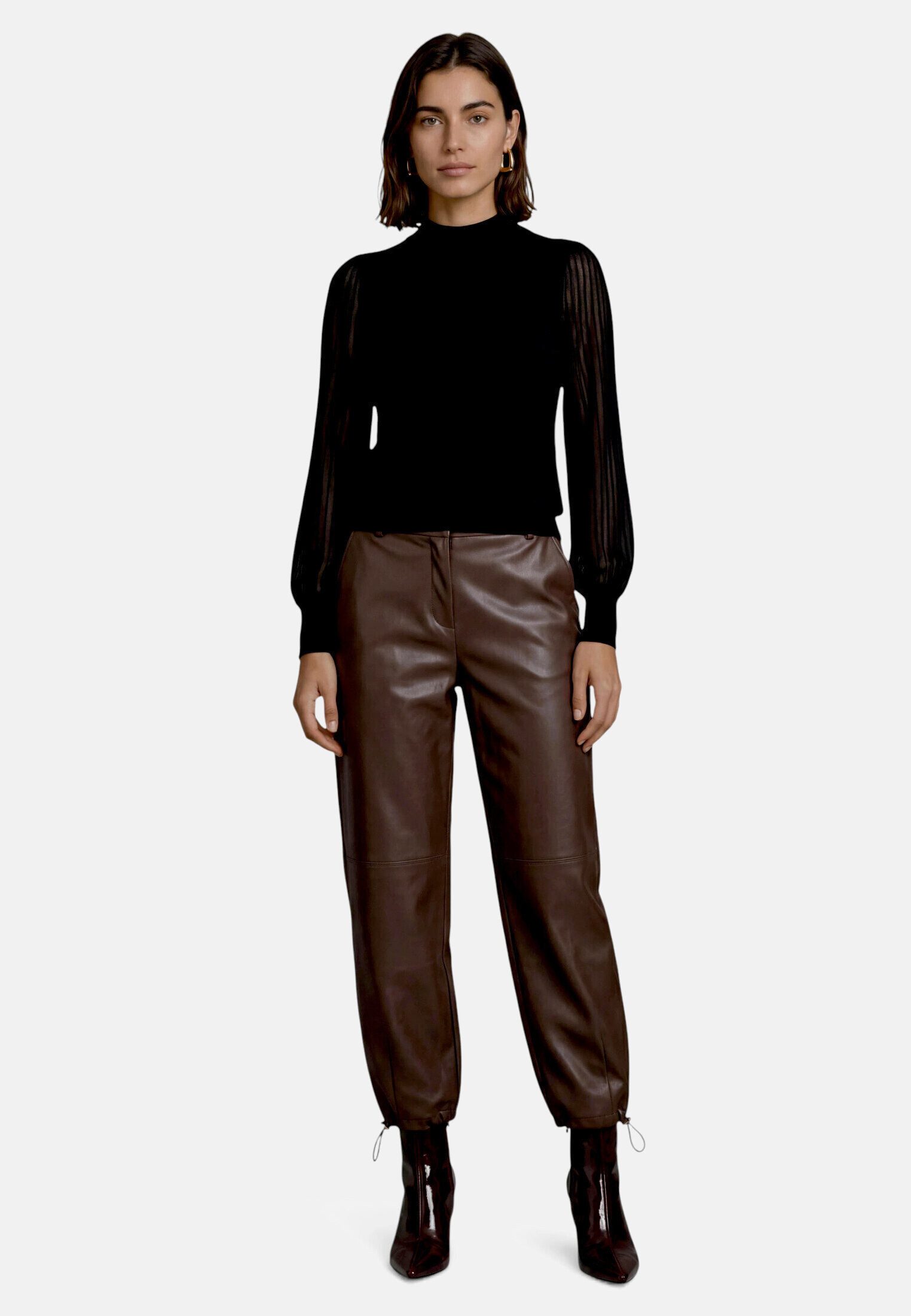 Zero Strickpullover Damen mit Spitzenärmeln (1-tlg) Struktur